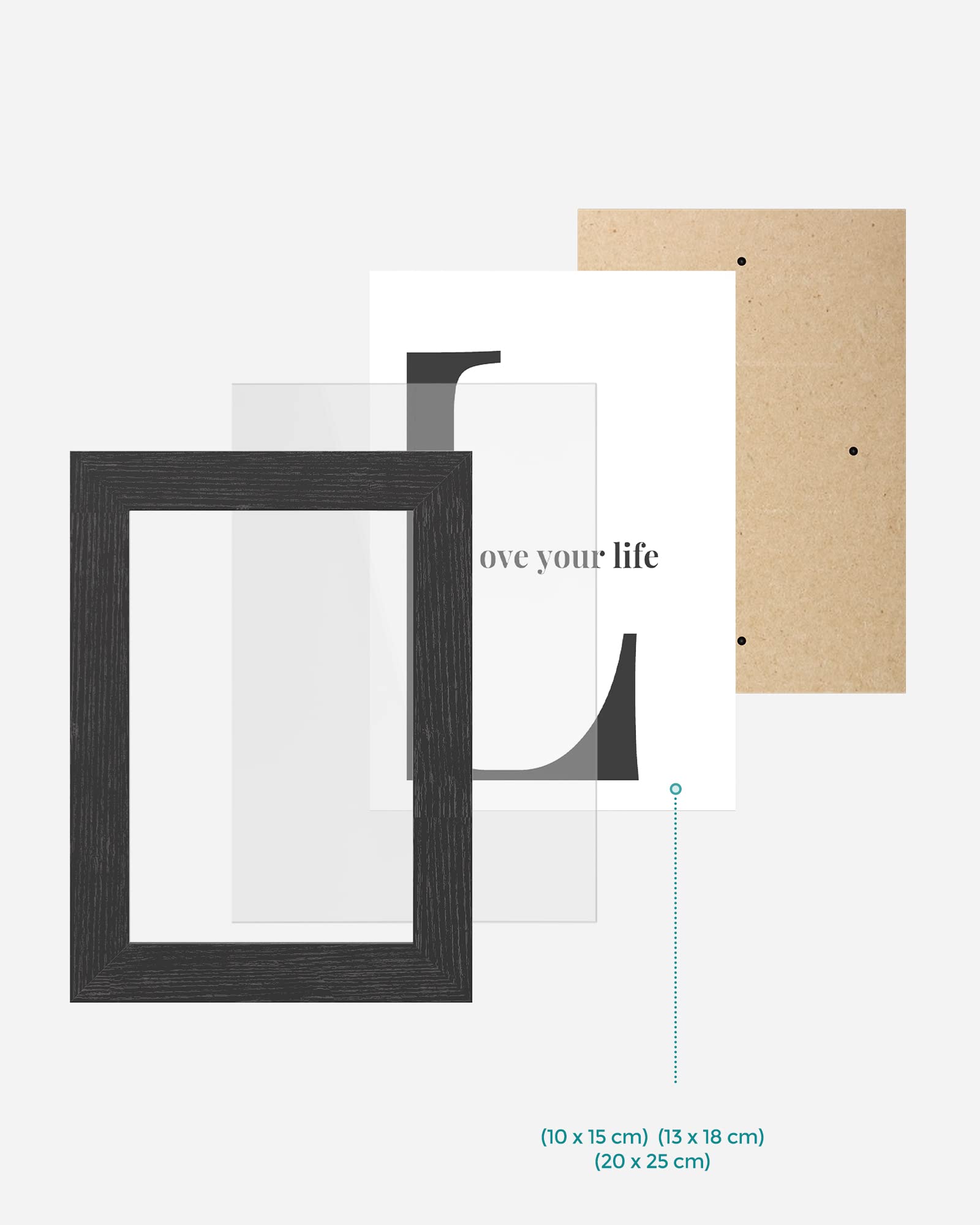 Songmics RPF310H set 10 cornici foto nero inchiostro miste
