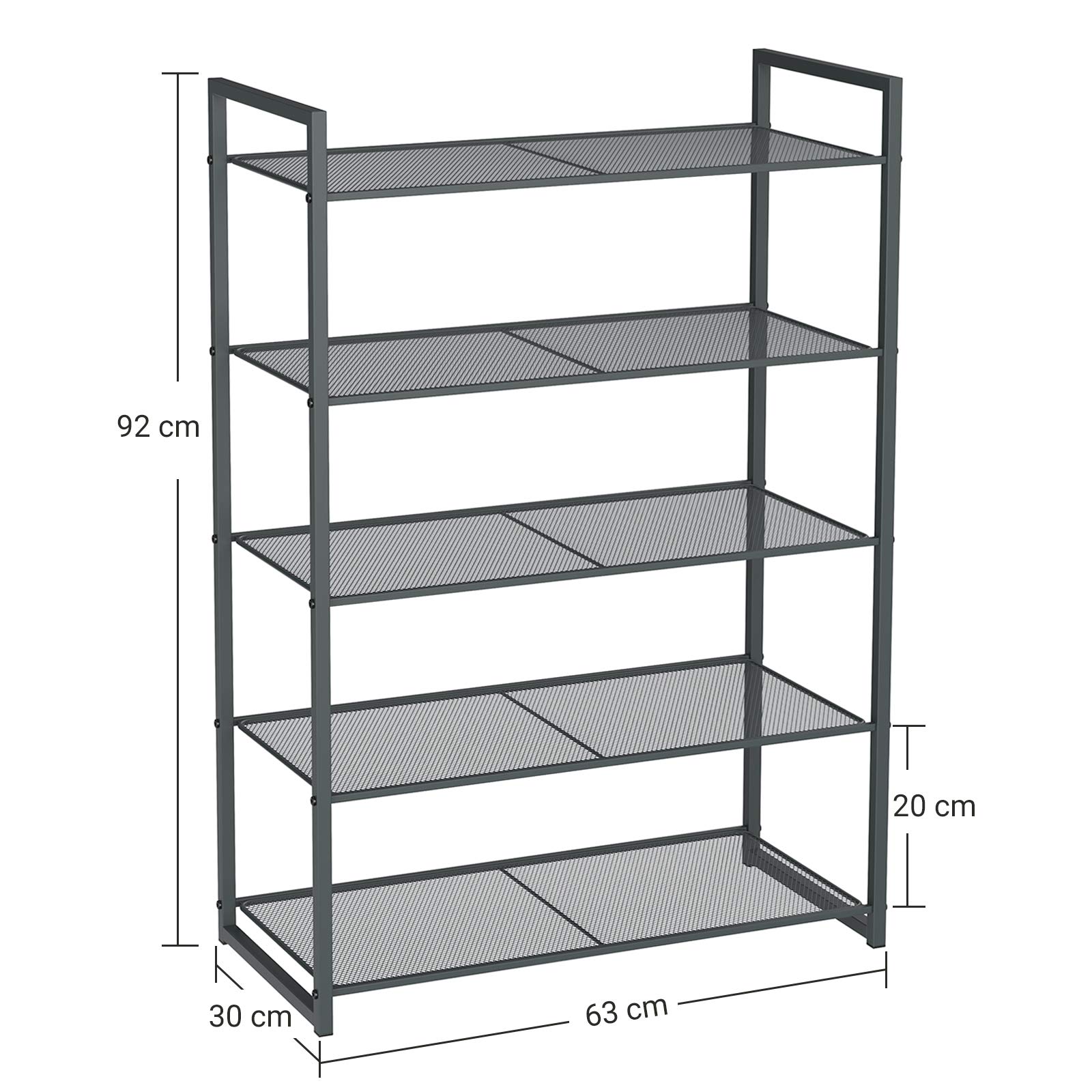 Songmics LMR85GC Scarpiera 5 Ripiani Grigia Impilabile