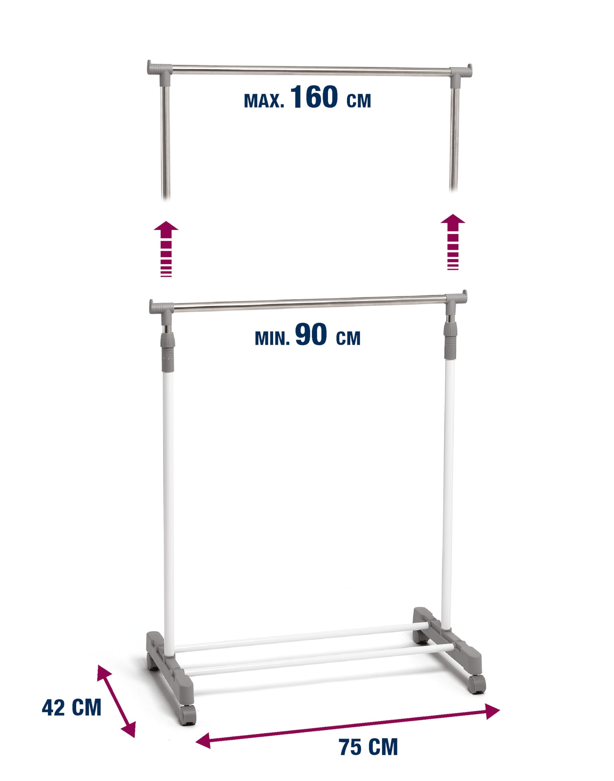 Domo Pak Stender Singolo con Ruote Telescopico 10 Kg