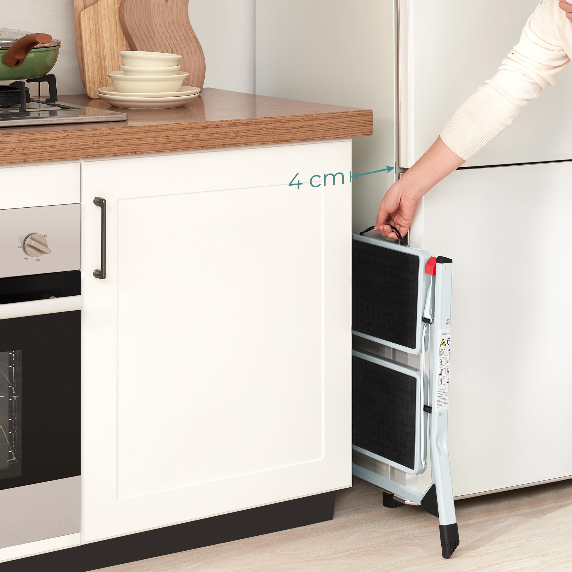 Songmics GSL02WT scaletta 2 gradini acciaio bianco nero