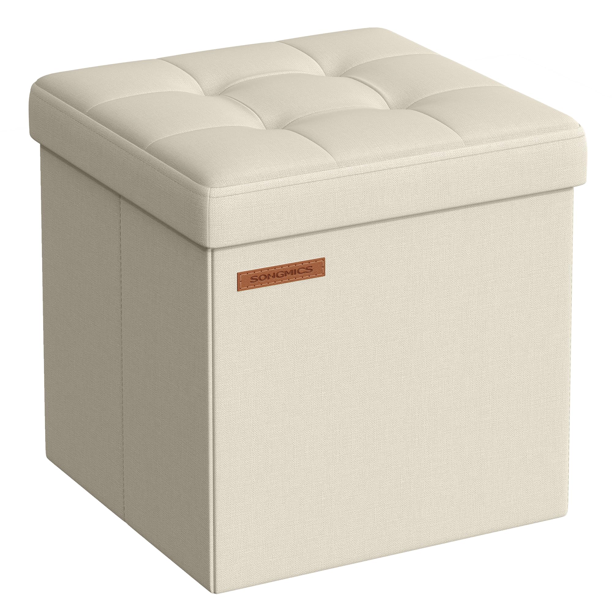 Songmics LSF028G02 pouf contenitore Grigio Chiaro 30 cm in tessuto