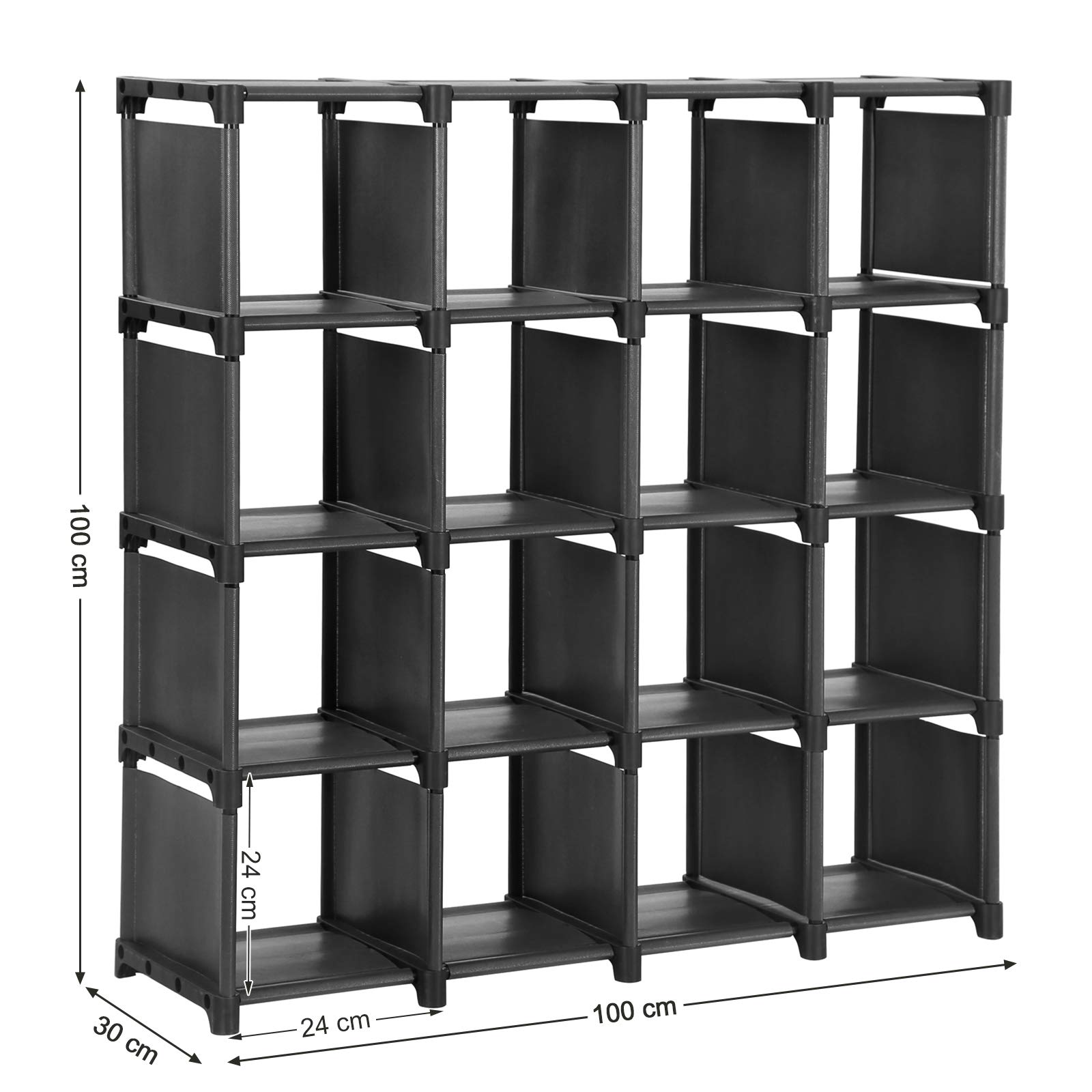 Songmics LSN56BKV1 scarpiera modulare 16 scomparti nera