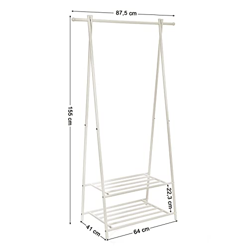 Songmics HSR05W appendiabiti metallo bianco 2 ripiani