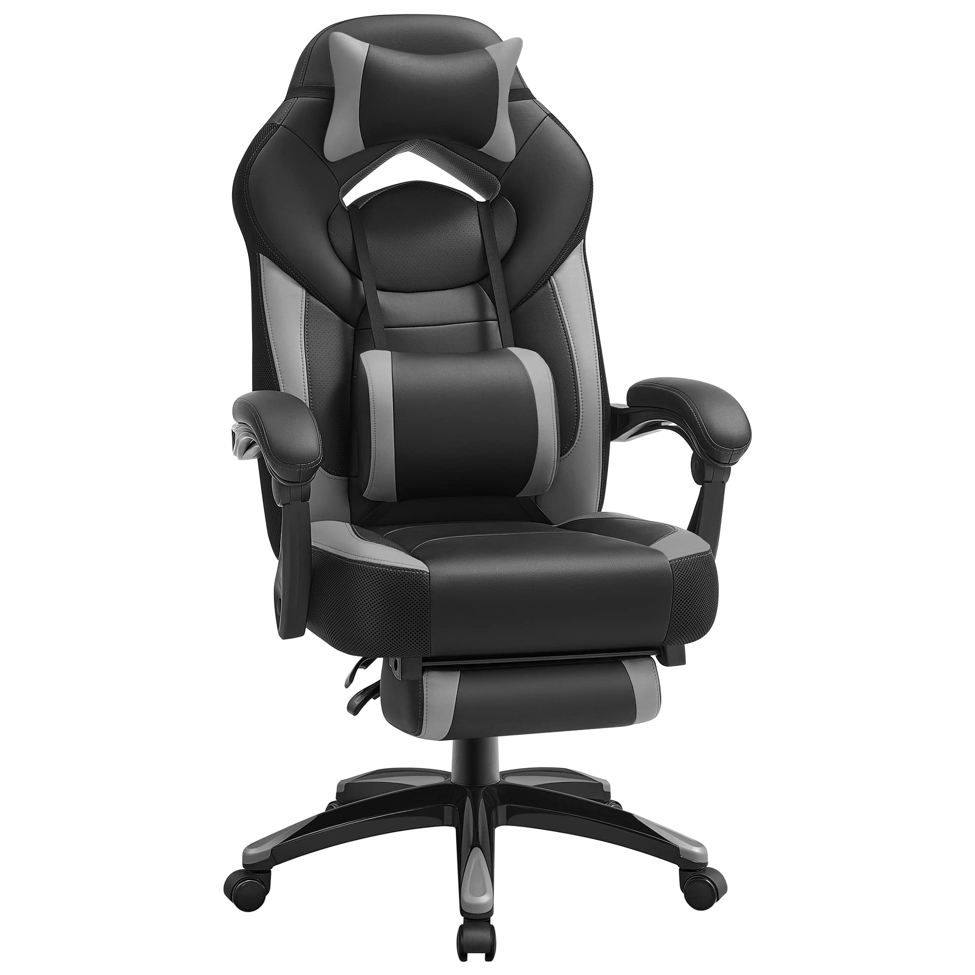 Songmics OBG077B08 sedia gaming nero inchiostro poggiapiedi