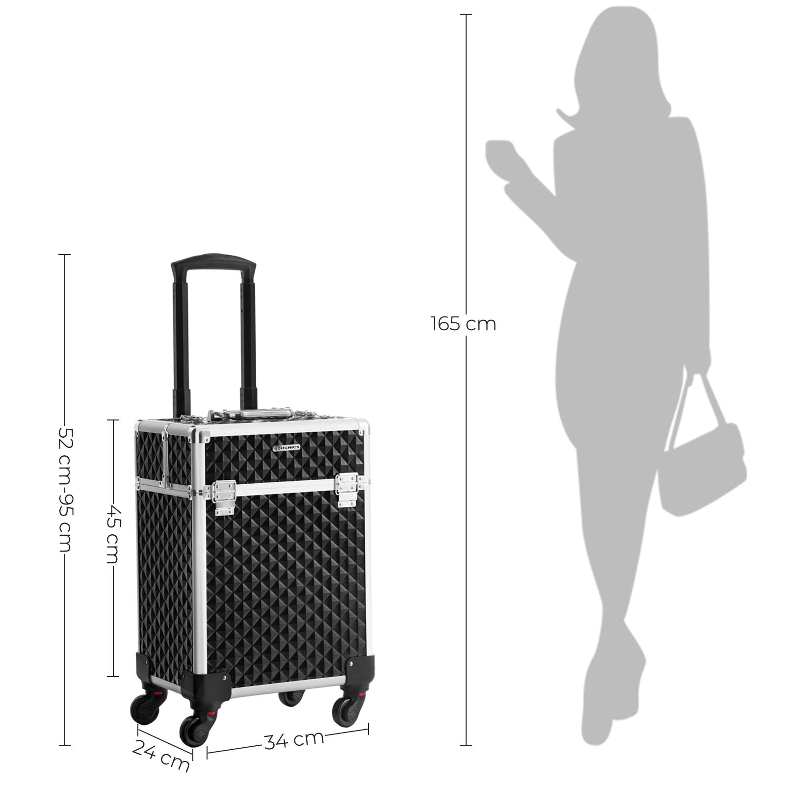 Songmics Valigia Trucco Trolley Make Up 4 Ruote 4 Vassoi
