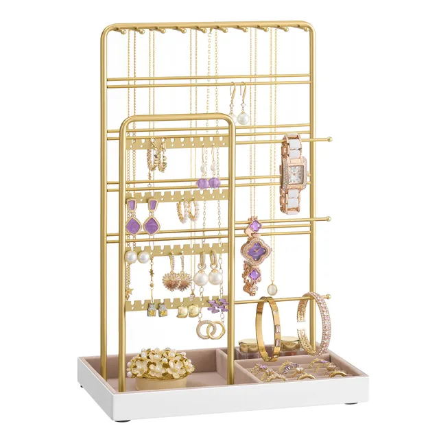 Songmics JJS028A01 espositore gioielli metallo oro velluto 35,8 cm