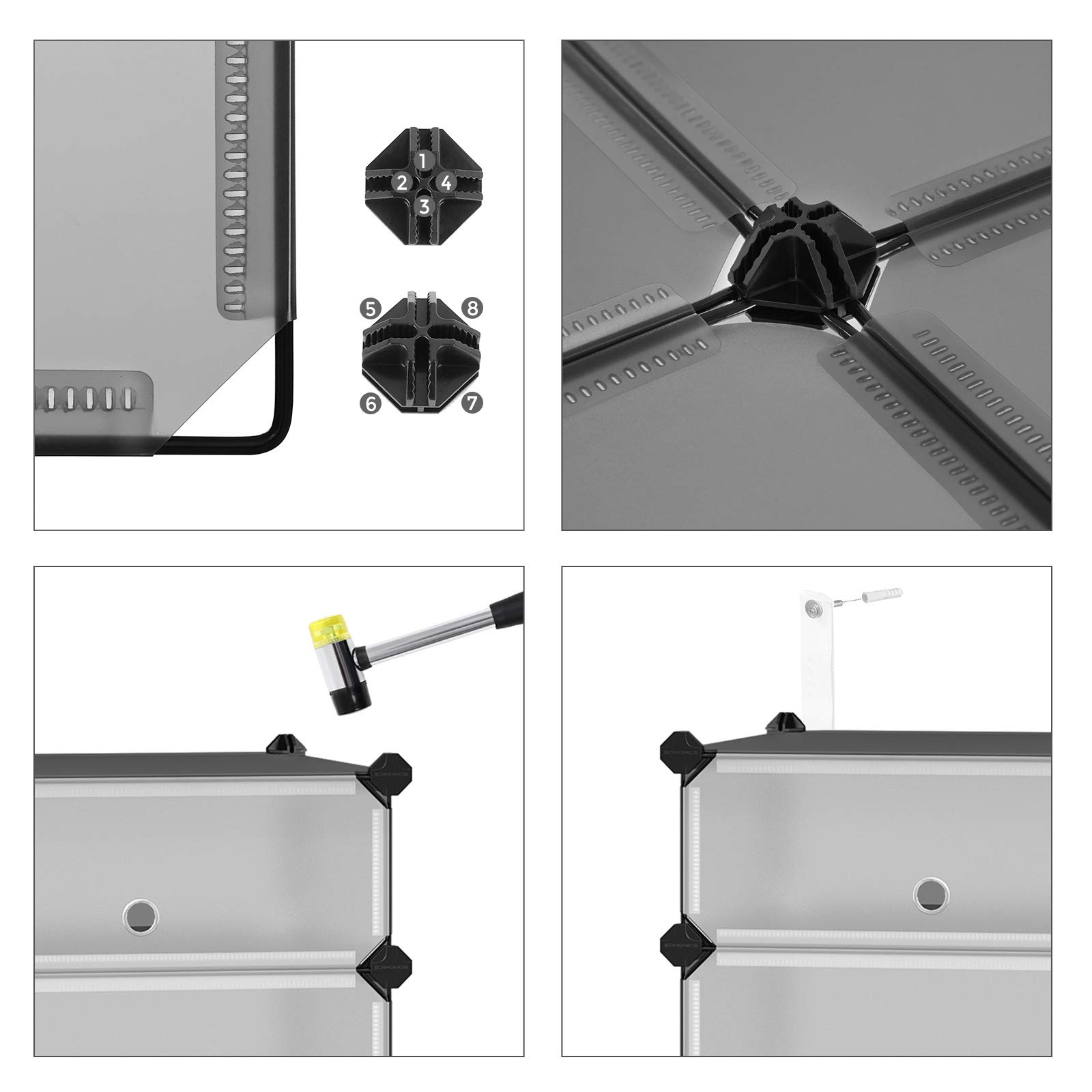Songmics LPC026G01 scarpiera modulare 12 scomparti grigio metallo
