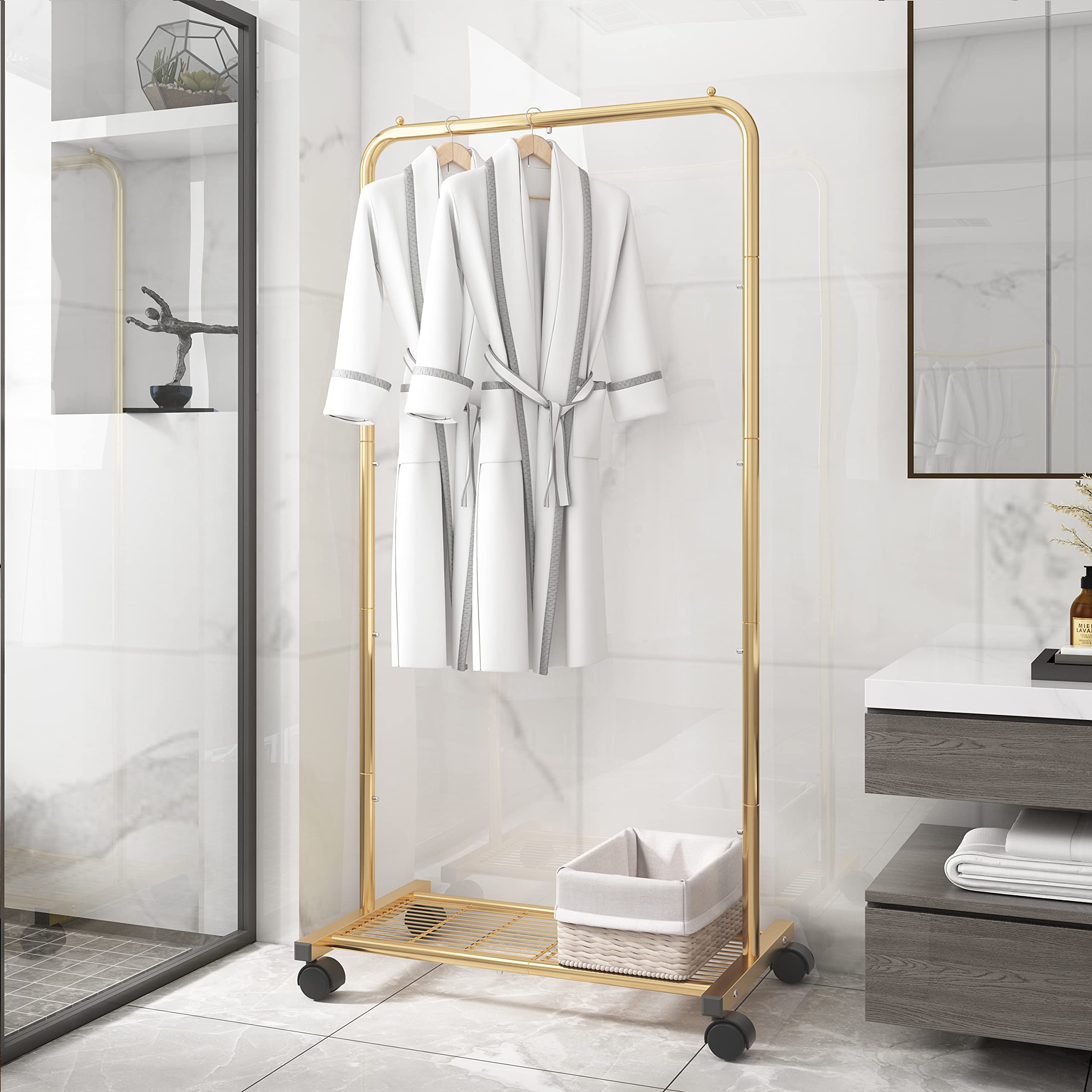 Simple Trending Standard stender appendiabiti oro con ruote