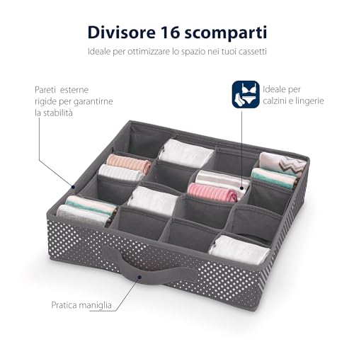 Domo Pak Pixel divisore 16 scomparti 32x32x8 cm poliestere
