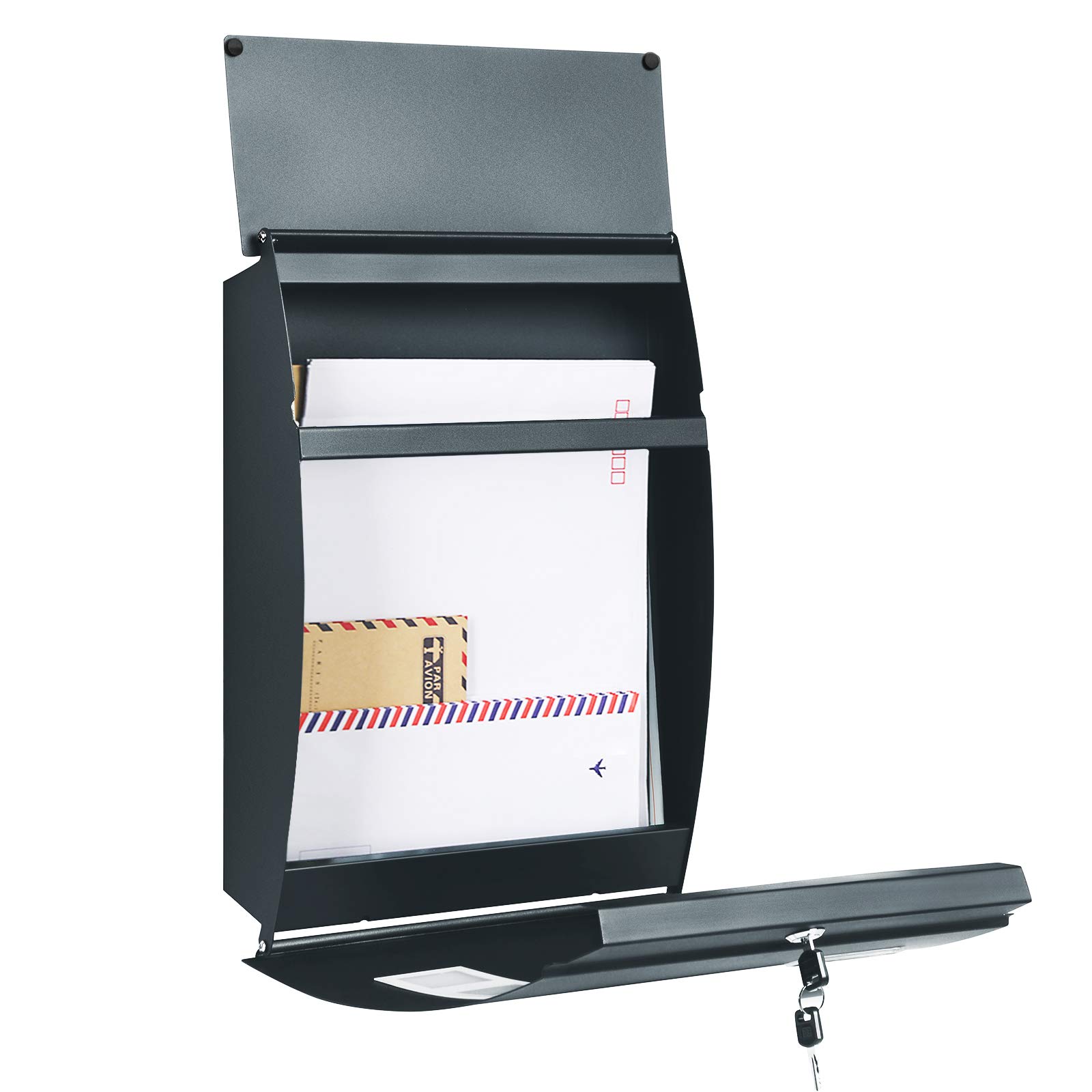 Songmics GMB030G02 Cassetta Postale Acciaio Grigio Antracite Chiavi