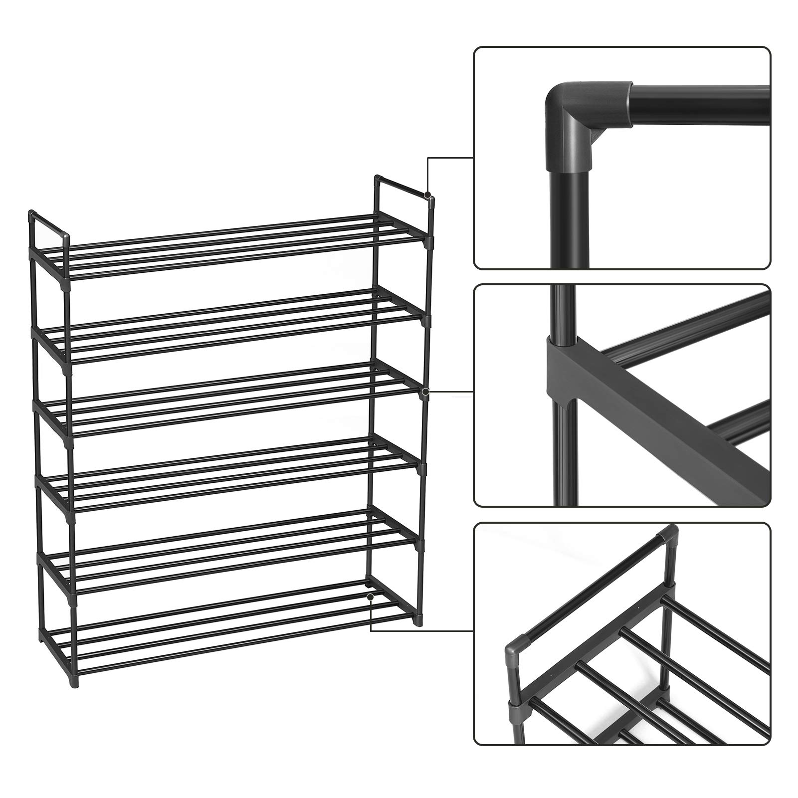 Songmics LSA16BK scarpiera metallo 6 ripiani nera 30 paia
