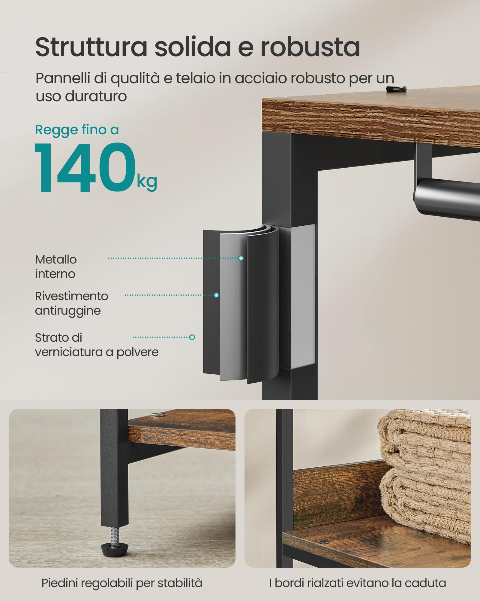 Songmics RGR024B01 Guardaroba Aperto Vintage Brown 98x40x181 cm