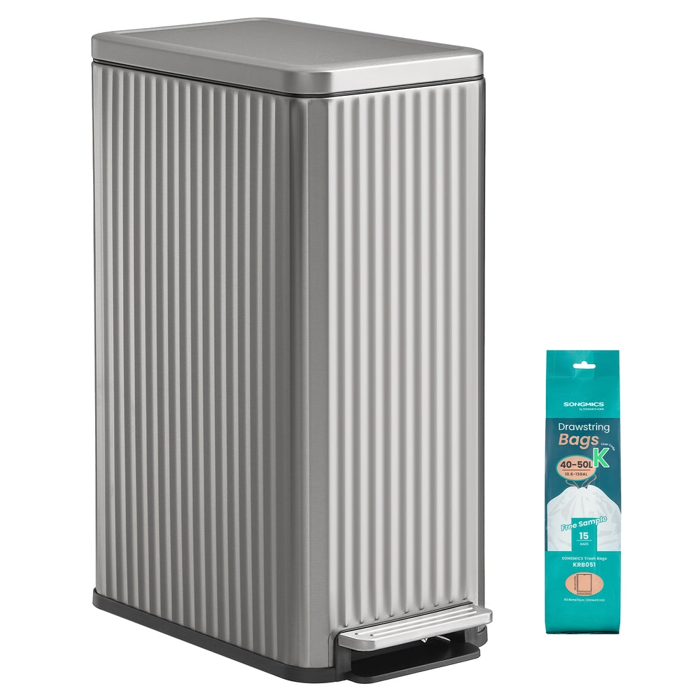 Songmics ULTB350EZ01 Pattumiera 50 L Acciaio Slim Pedale