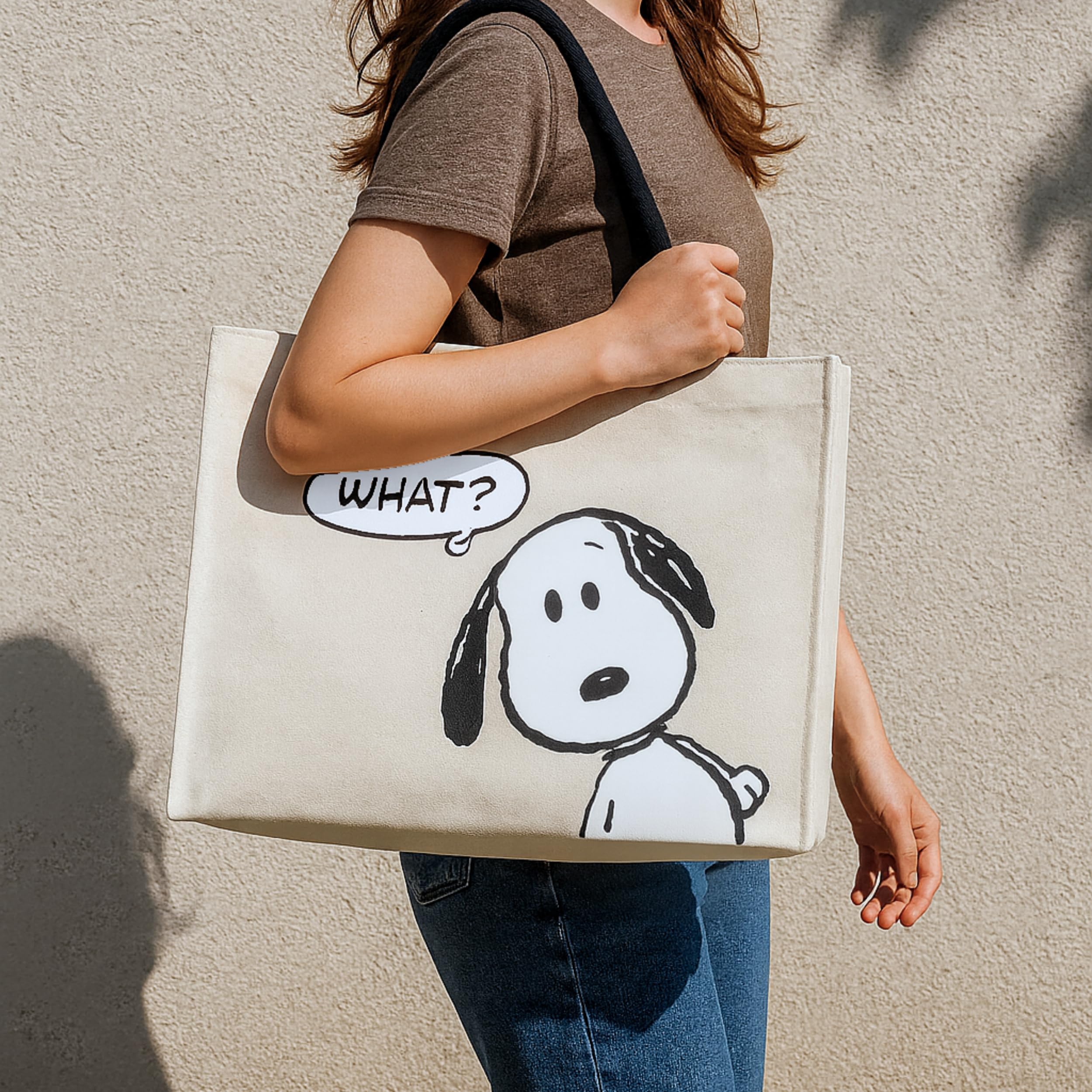 Lavatelli Snoopy Tote Bag Shopper Cotone con Tasca Interna