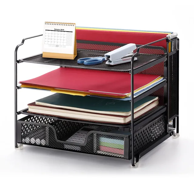 Simple Trending Organizer Scrivania 4 Vaschette A4 Nero Metallo