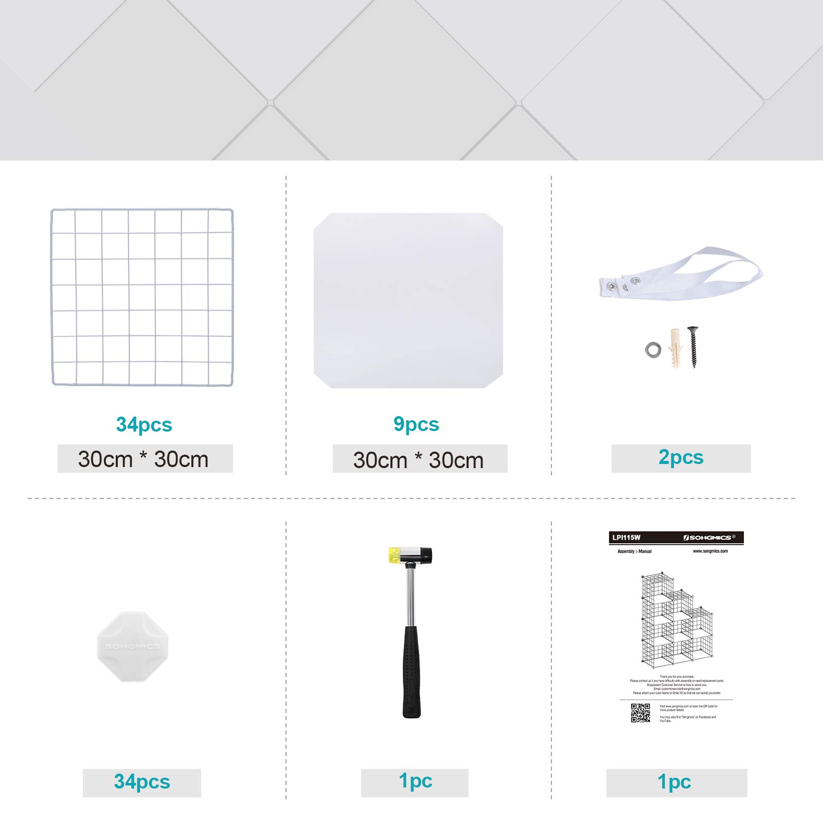 Songmics LPI115W scaffale modulare bianco 9 cubi