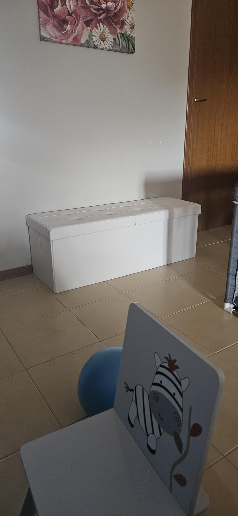 Songmics LSF75WT pouf contenitore bianco 110 cm pieghevole