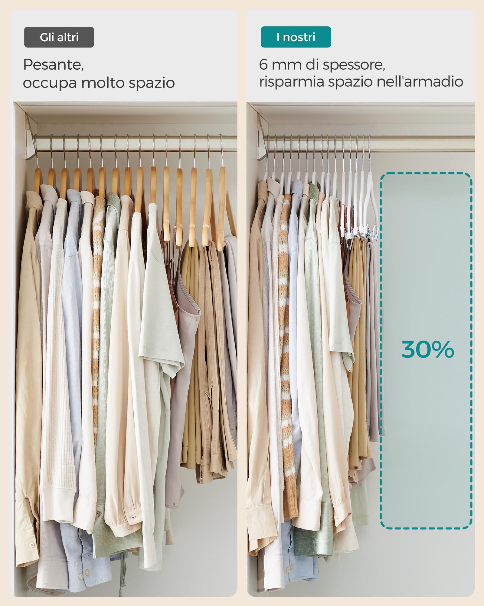 Songmics CRF012W10 grucce pantaloni bianche 10 pezzi antiscivolo