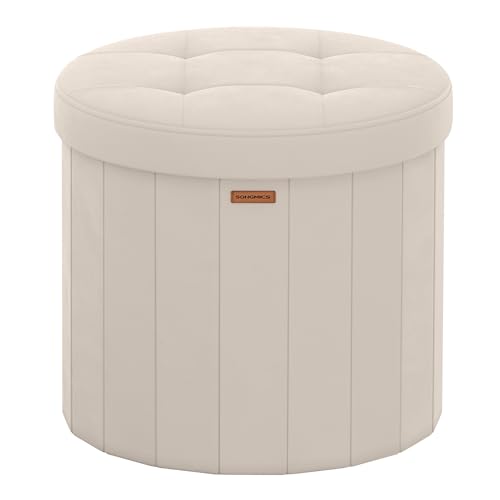 SONGMICS MAZIE LSF608L01 Pouf Contenitore Beige Cappuccino velluto