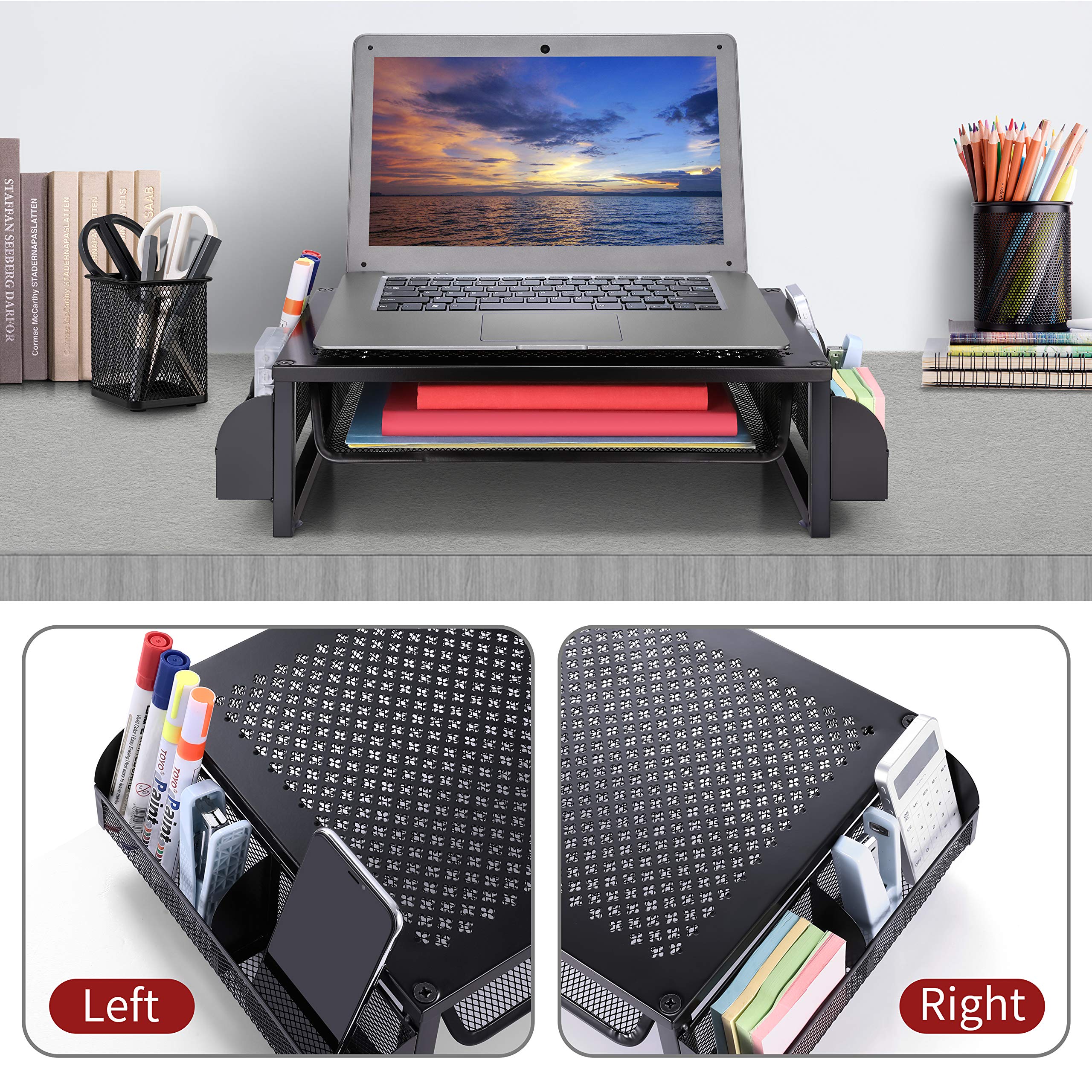 Simple Trending supporto monitor metallo nero con cassetto