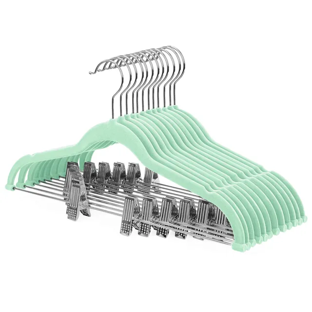 Songmics CRF12BU grucce velluto verde acqua 12 pezzi 42,5 cm