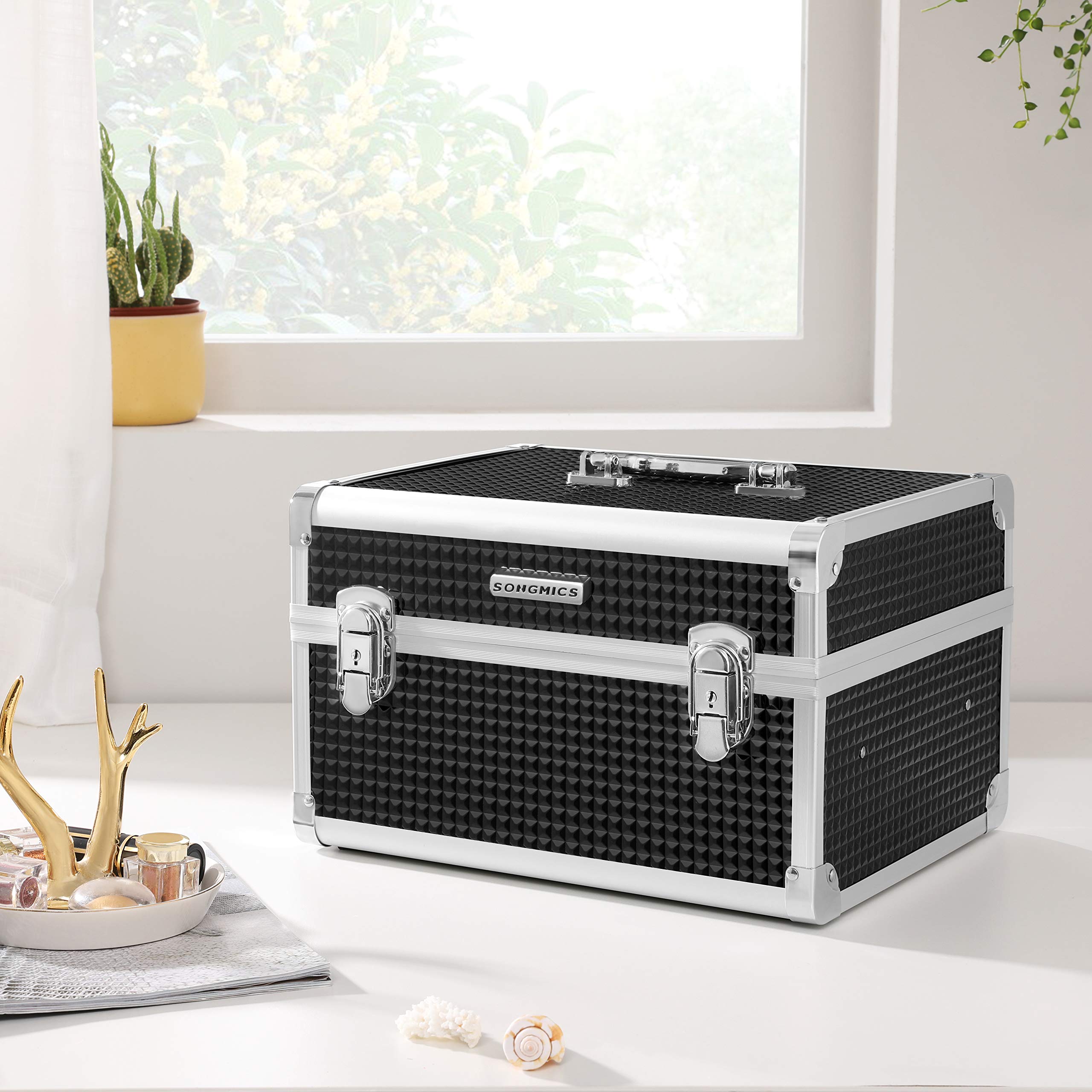 Songmics JBC328B01 beauty case valigetta nero con serratura