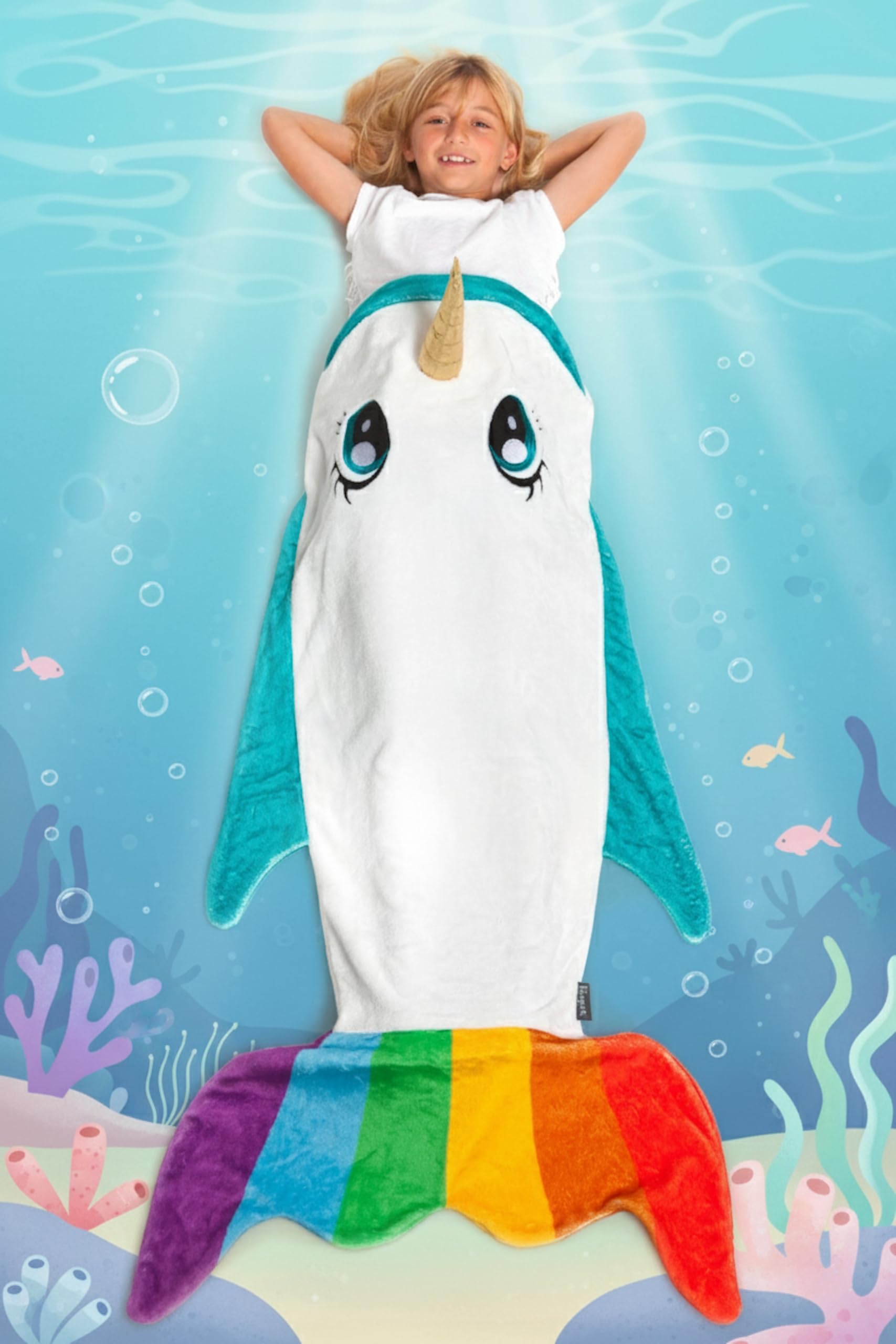 Lavatelli Kanguru Narvalo coperta bambini 142 cm arcobaleno