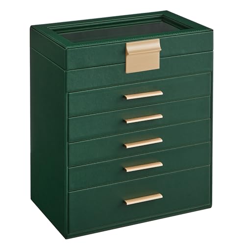 Songmics JBC171C01 portagioie 6 livelli verde con vetro