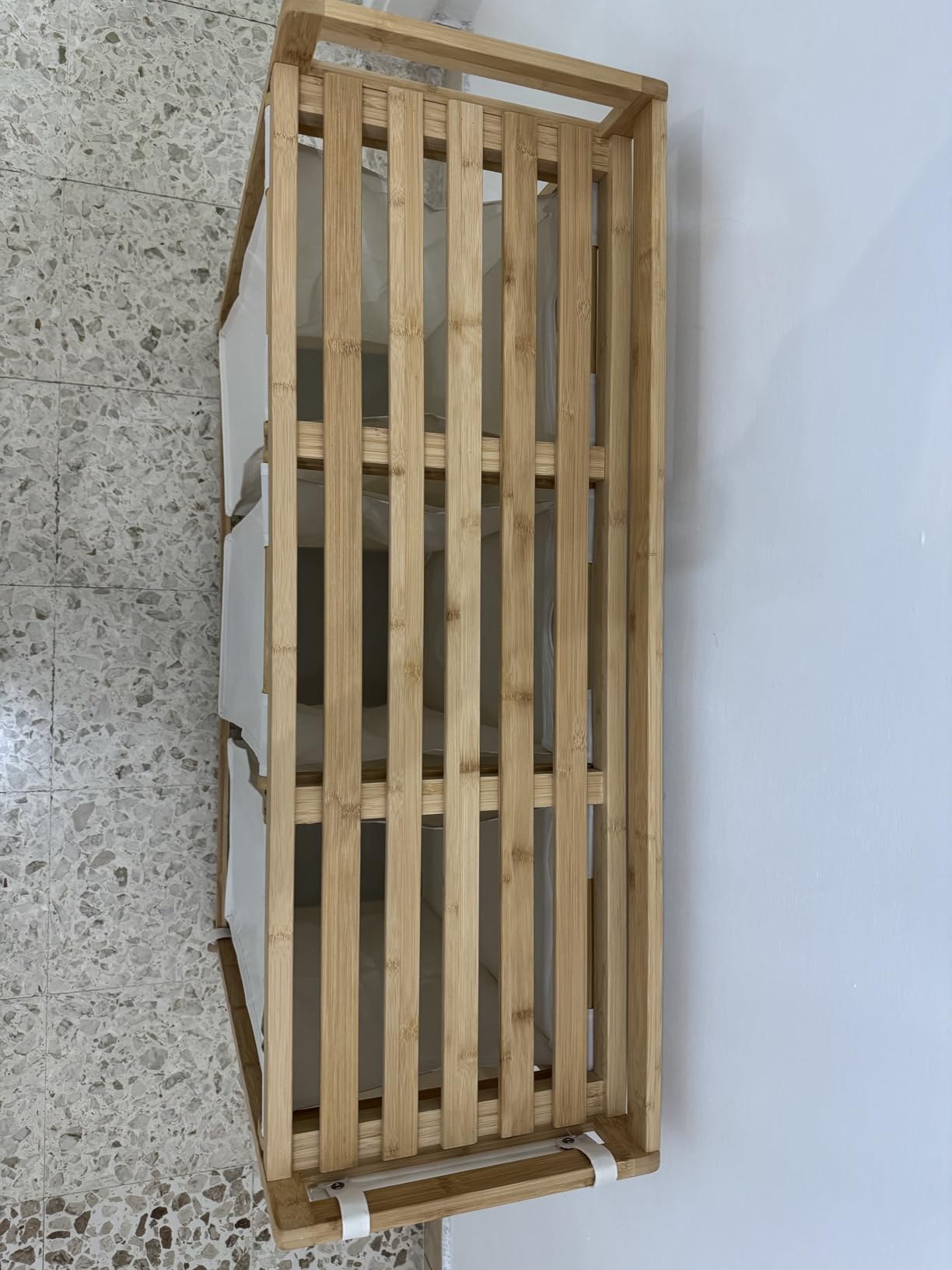 Songmics RLH100W01 cesto biancheria bambù 100L 2 scomparti