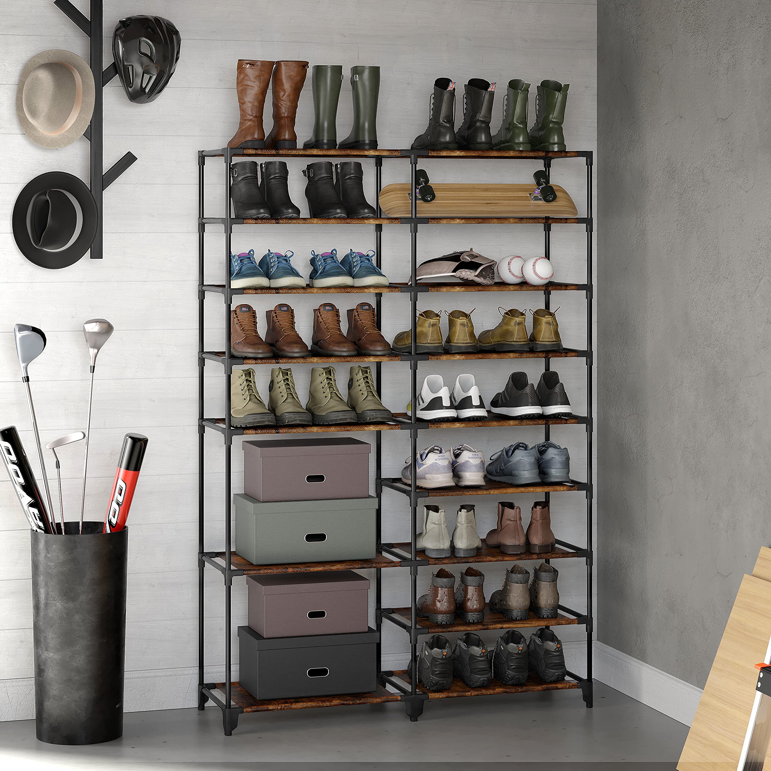 Songmics LSR209X12 scarpiera 9 ripiani marrone 89x143