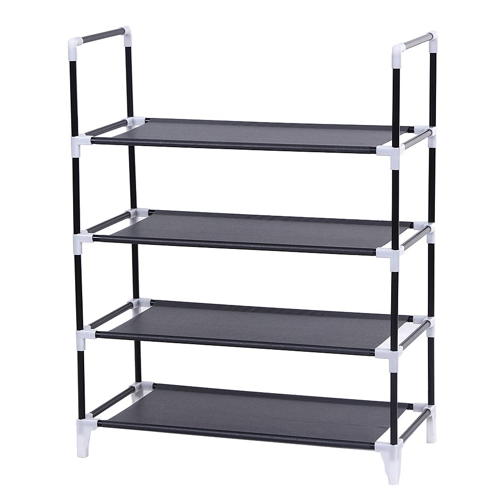 Songmics LSR04H scarpiera 4 ripiani tessuto nero 58x28x74