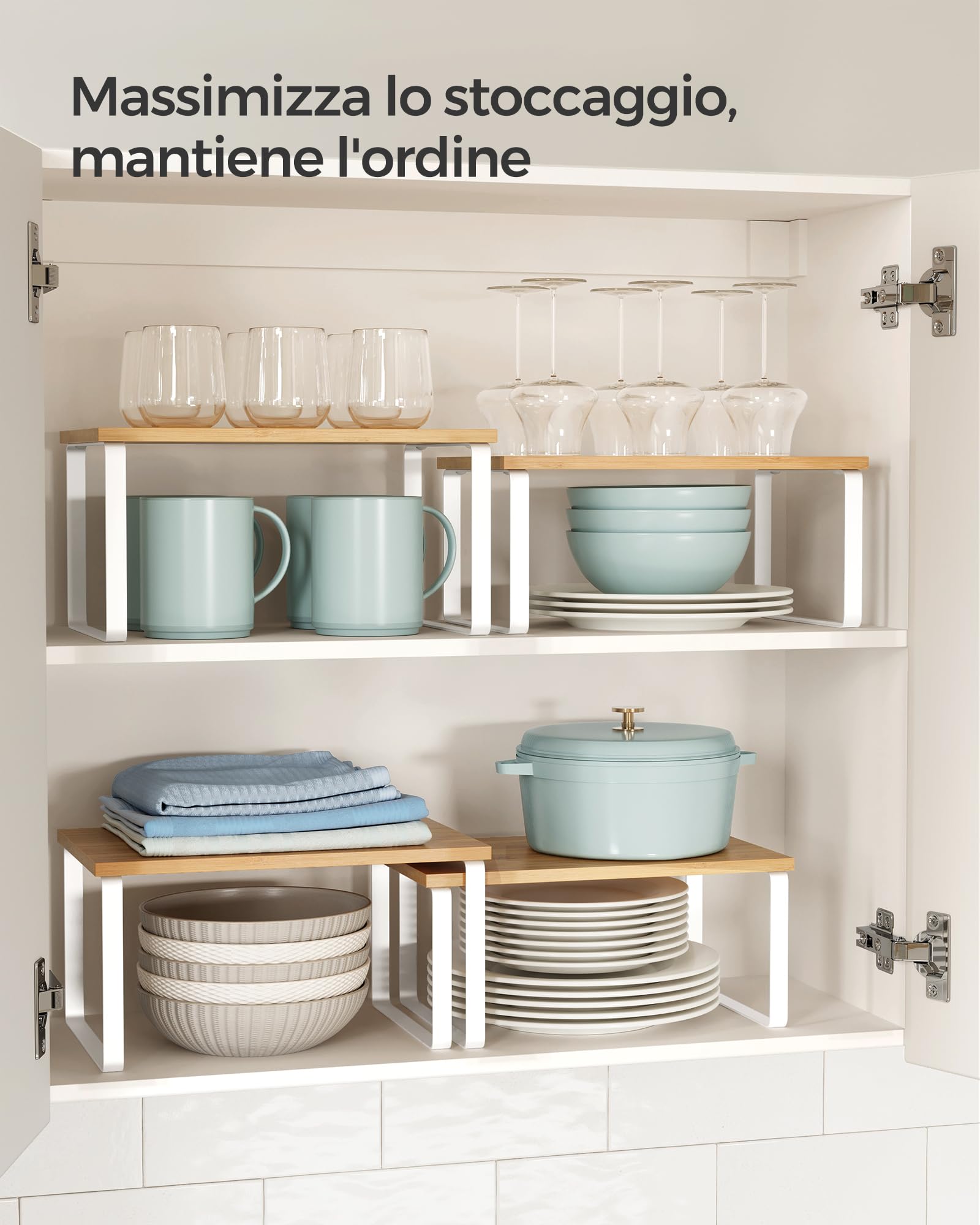 Songmics KCS02NW scaffale cucina set 2 pezzi Bianco Naturale