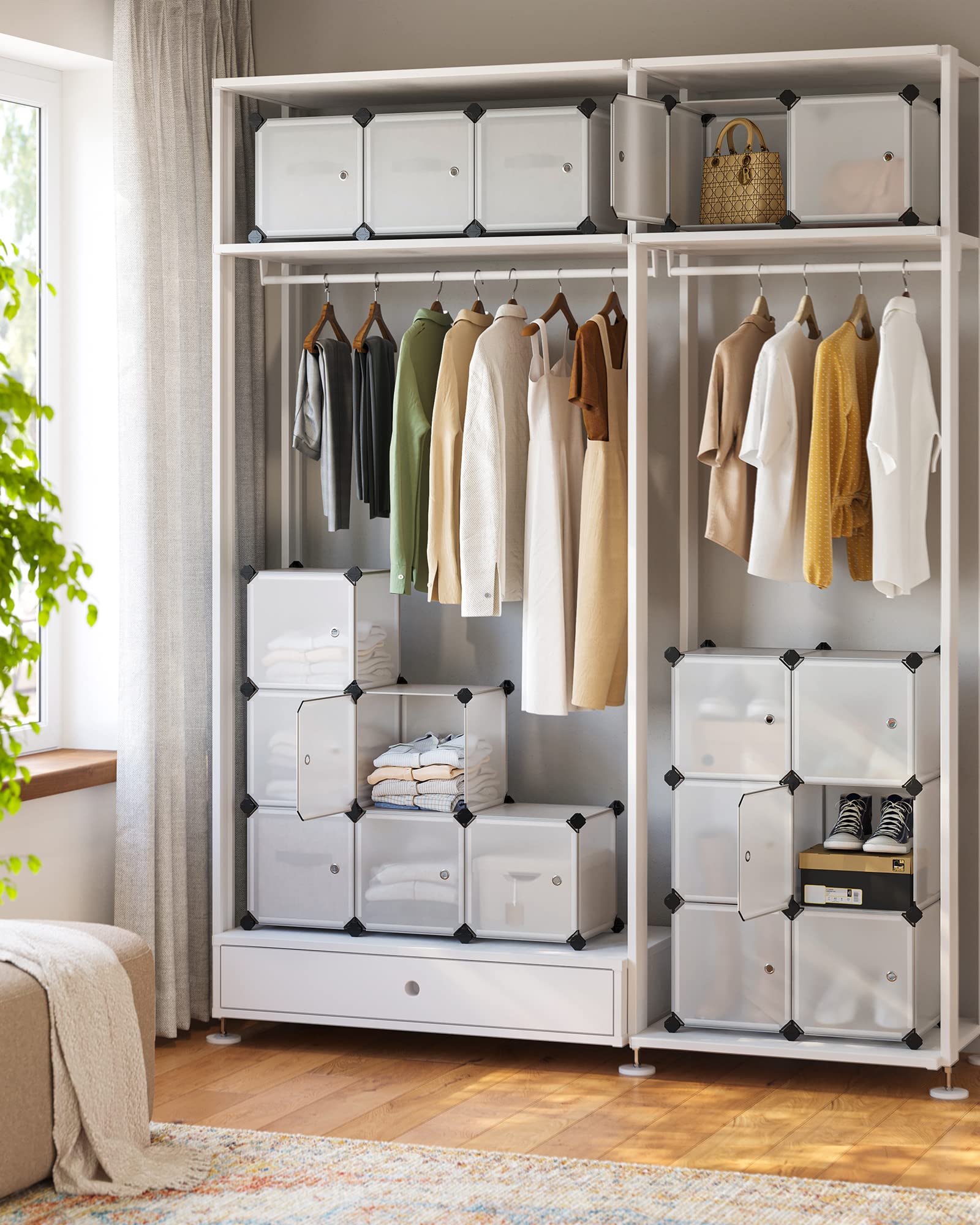 Songmics LPC44BS armadio 16 cubi bianco 123x123 con ante