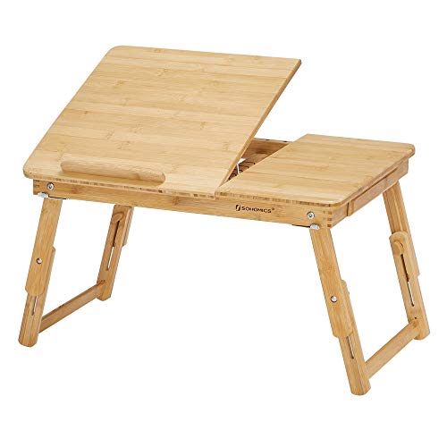 Songmics LLD01N Tavolino Bambù Letto Laptop Inclinabile Naturale