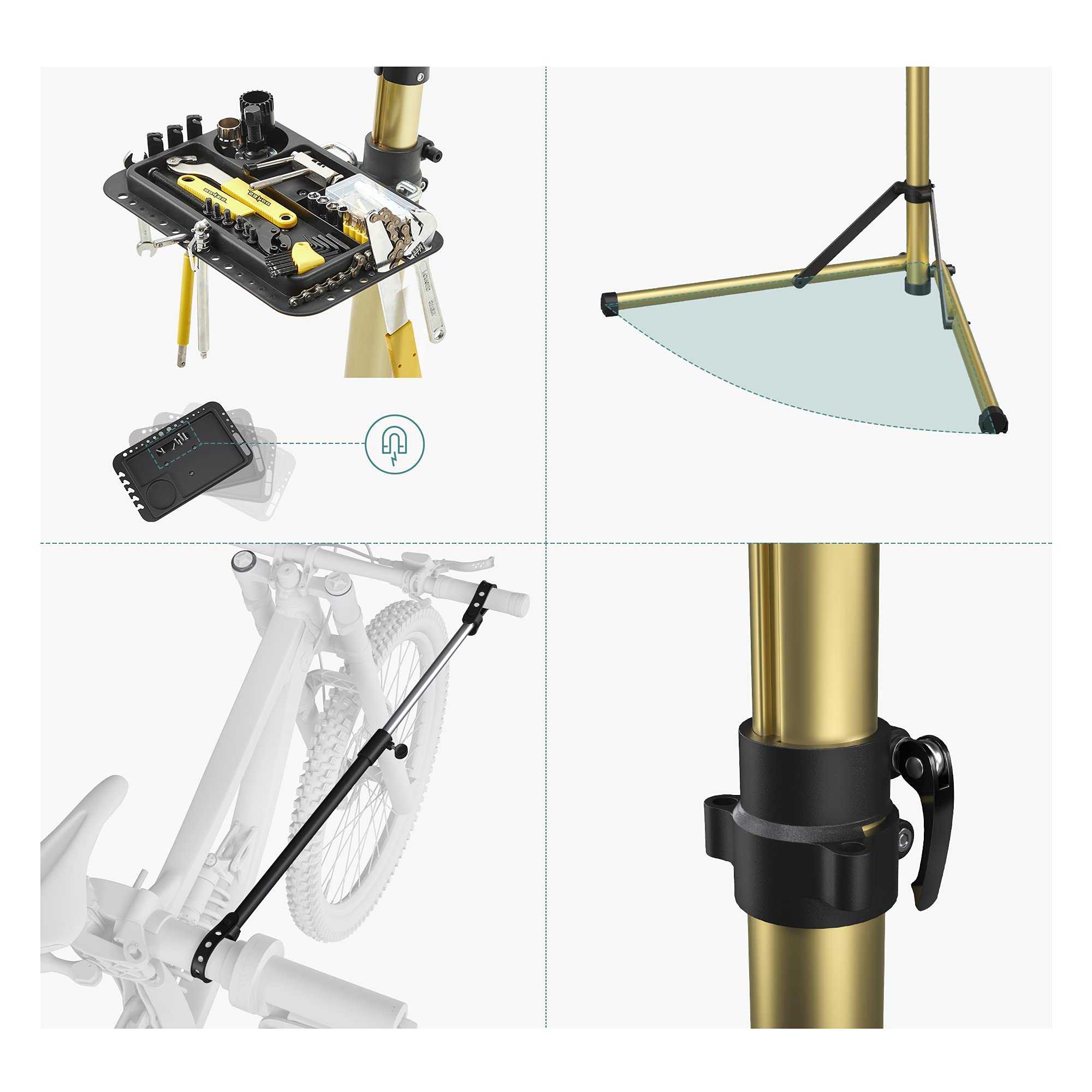 Songmics SBR004A01 cavalletto bici alluminio oro regolabile