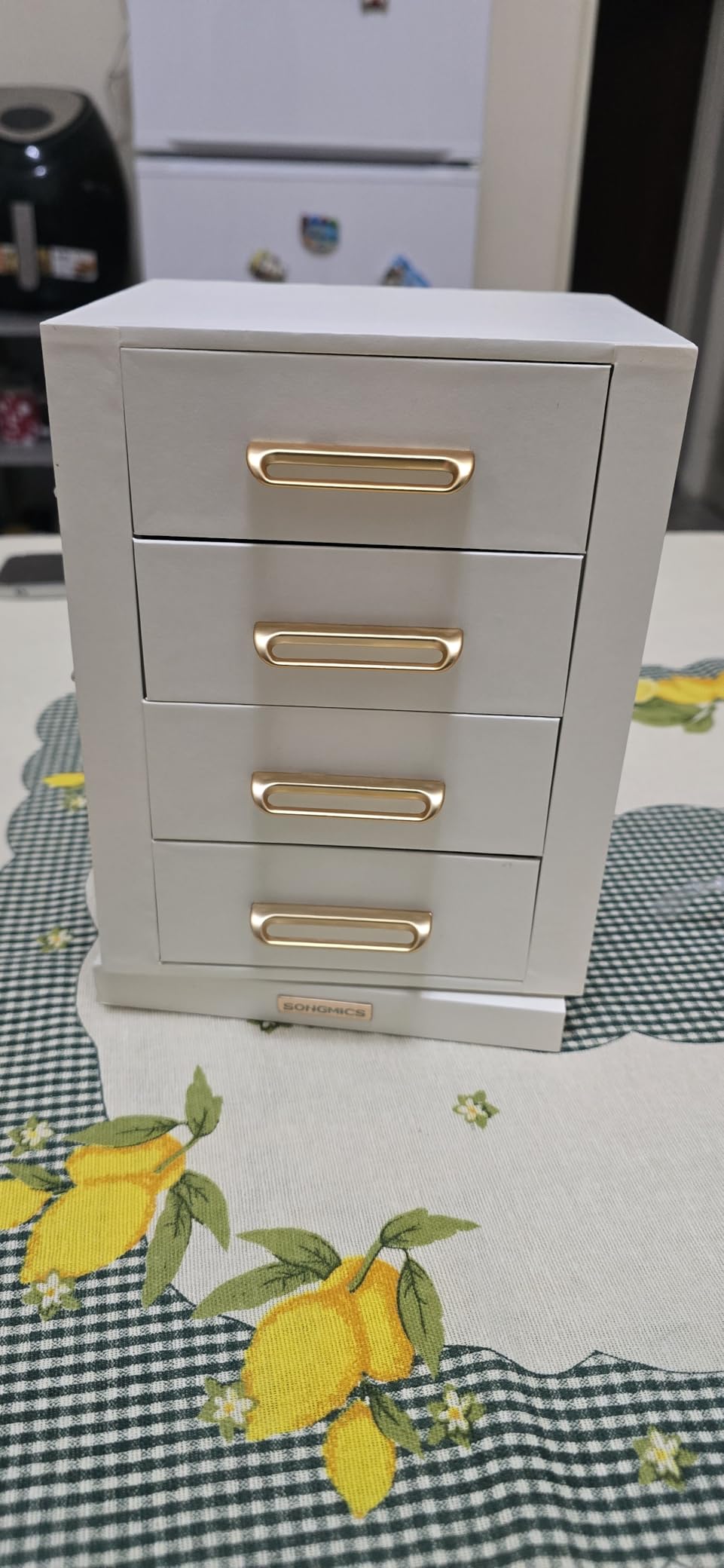 Songmics JBC211WD01 portagioie girevole bianco crema 4 cassetti