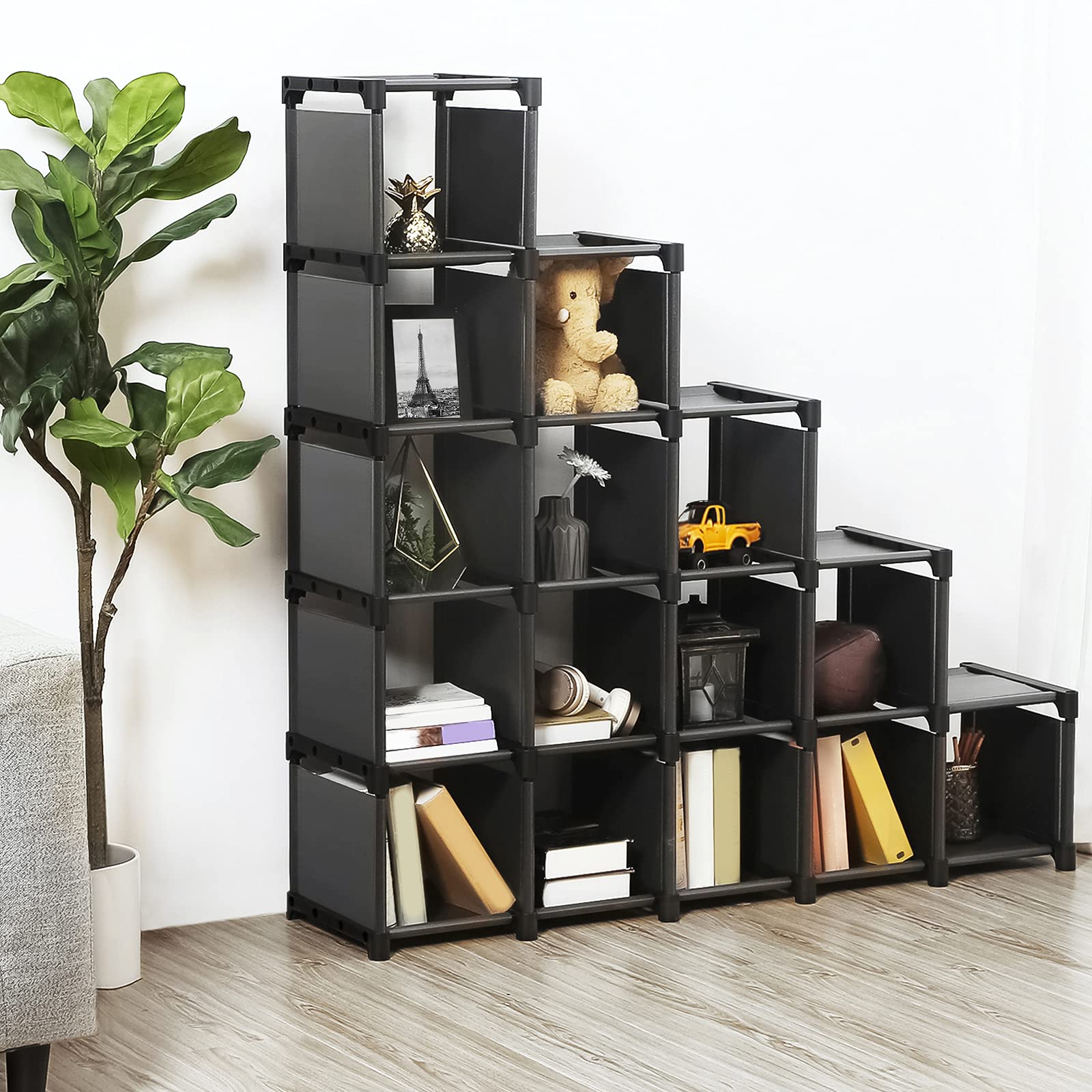 Songmics LSN44BK Scarpiera 16 Cubi Nera Componibile