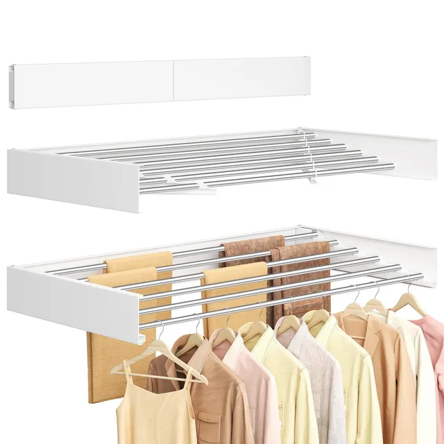 Songmics LLR810WE01 Stendibiancheria Parete 100 cm Bianco 15 kg