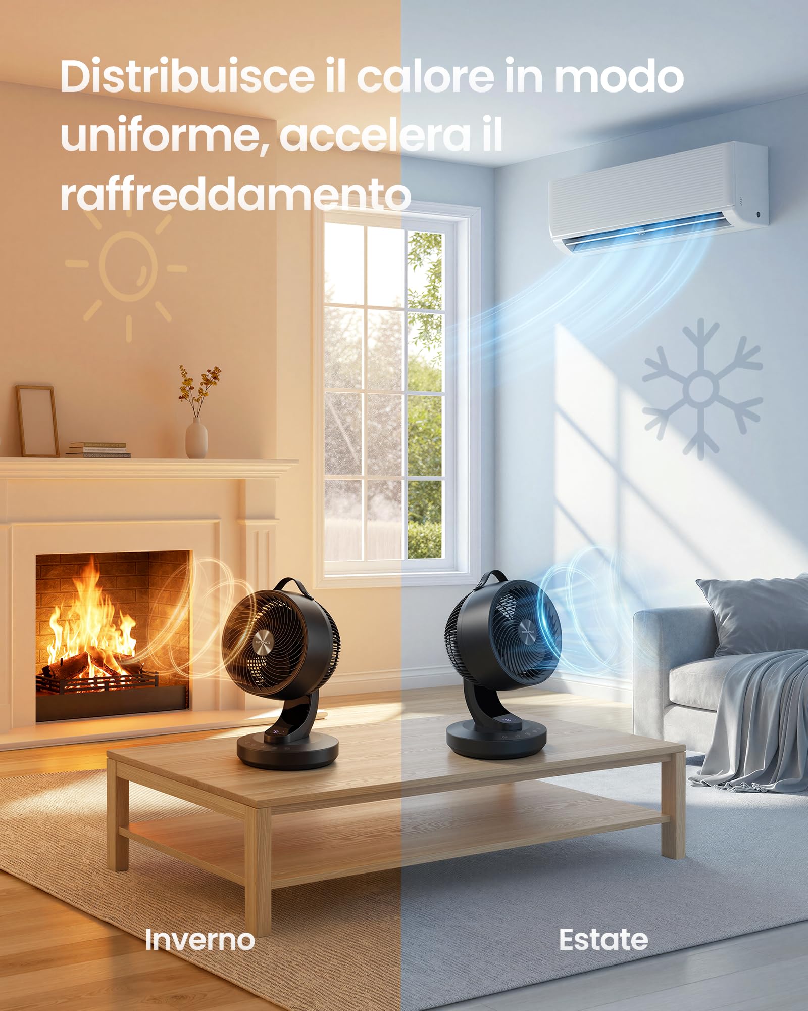 Songmics XFC001B1EU ventilatore tavolo nero inchiostro 8 velocita