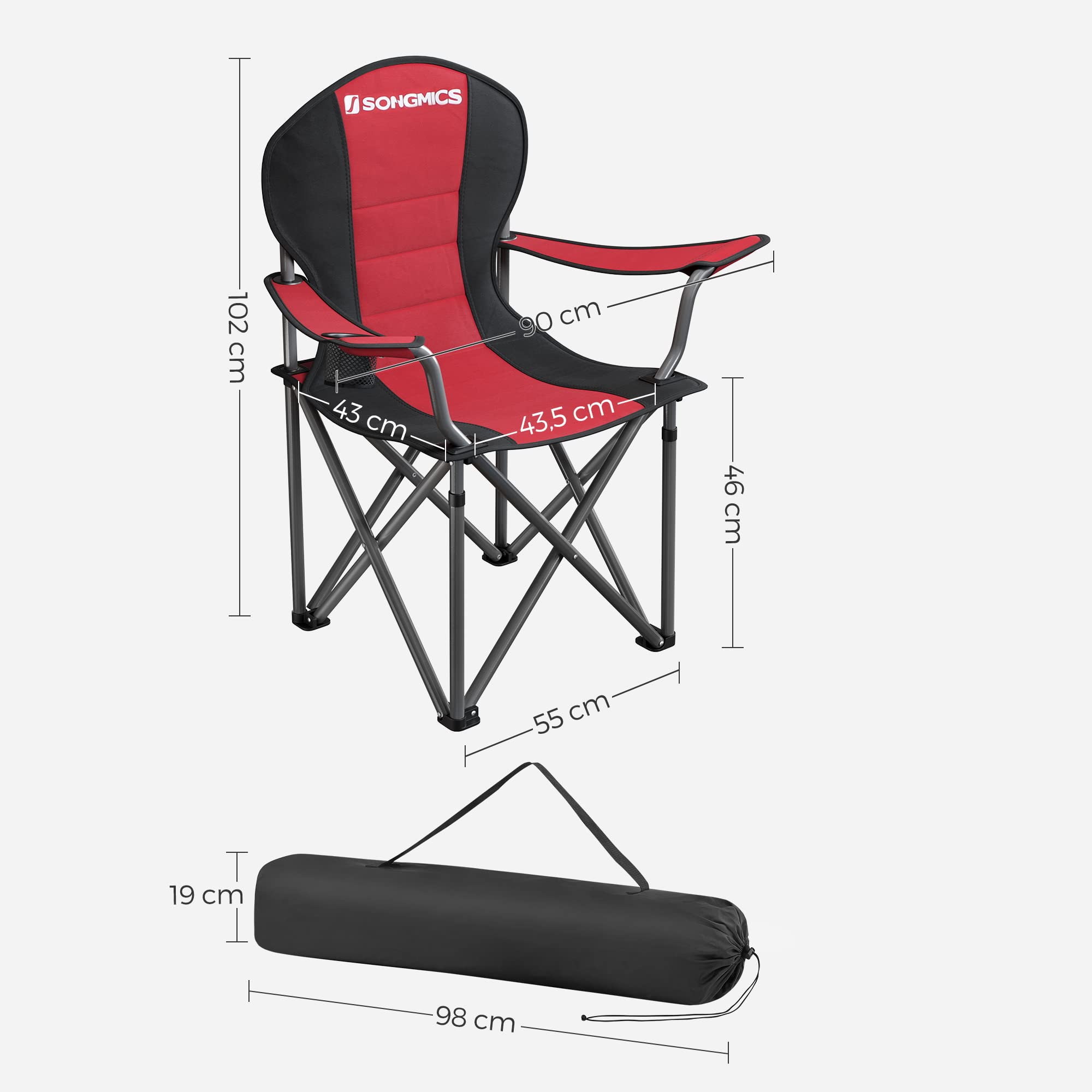 Songmics Sedia Outdoor Pieghevole con Borsa 250 kg