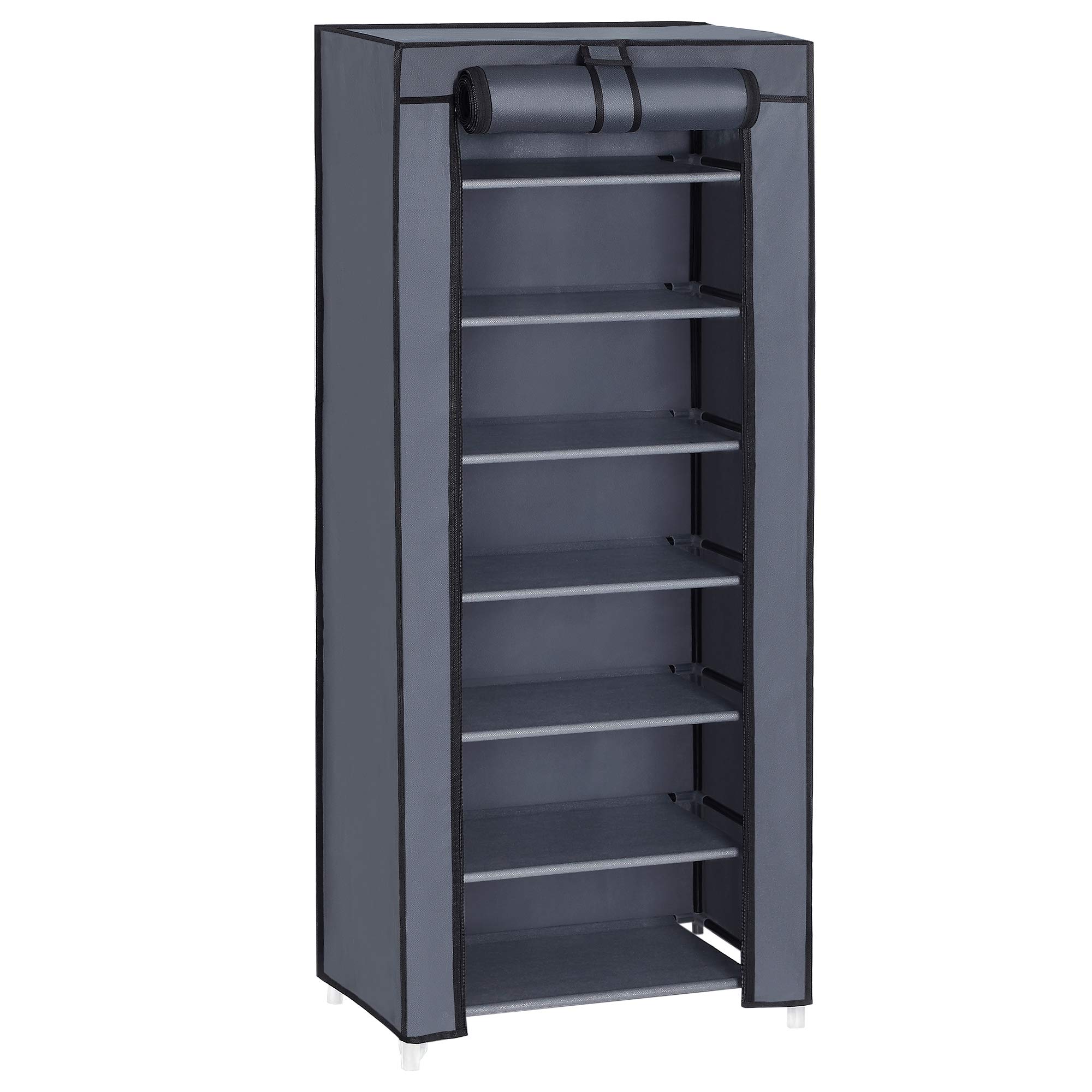 Songmics RXJ024G02 scarpiera 7 ripiani grigia con copertura antipolvere