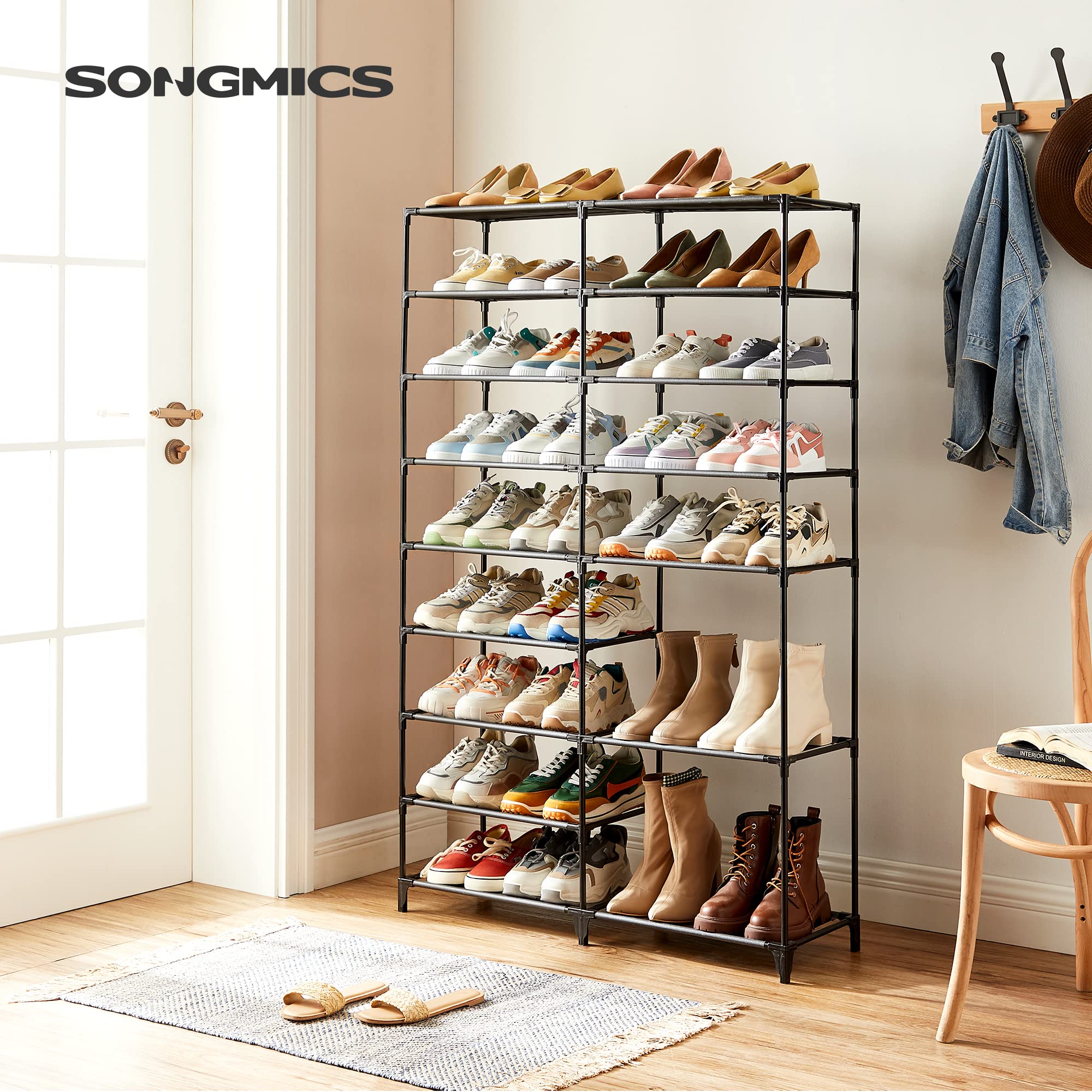 Songmics LSR209B02 Scarpiera 9 Ripiani Nero 36 Paia