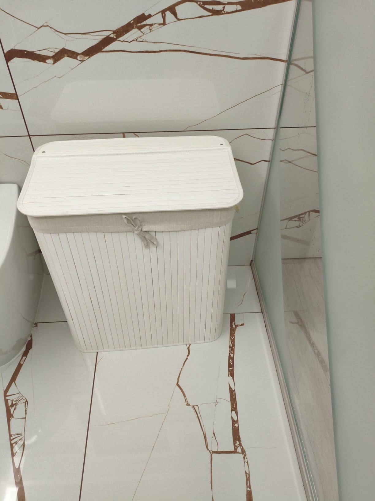 Songmics LCB64WT cesto portabiancheria bambù 100 L bianco