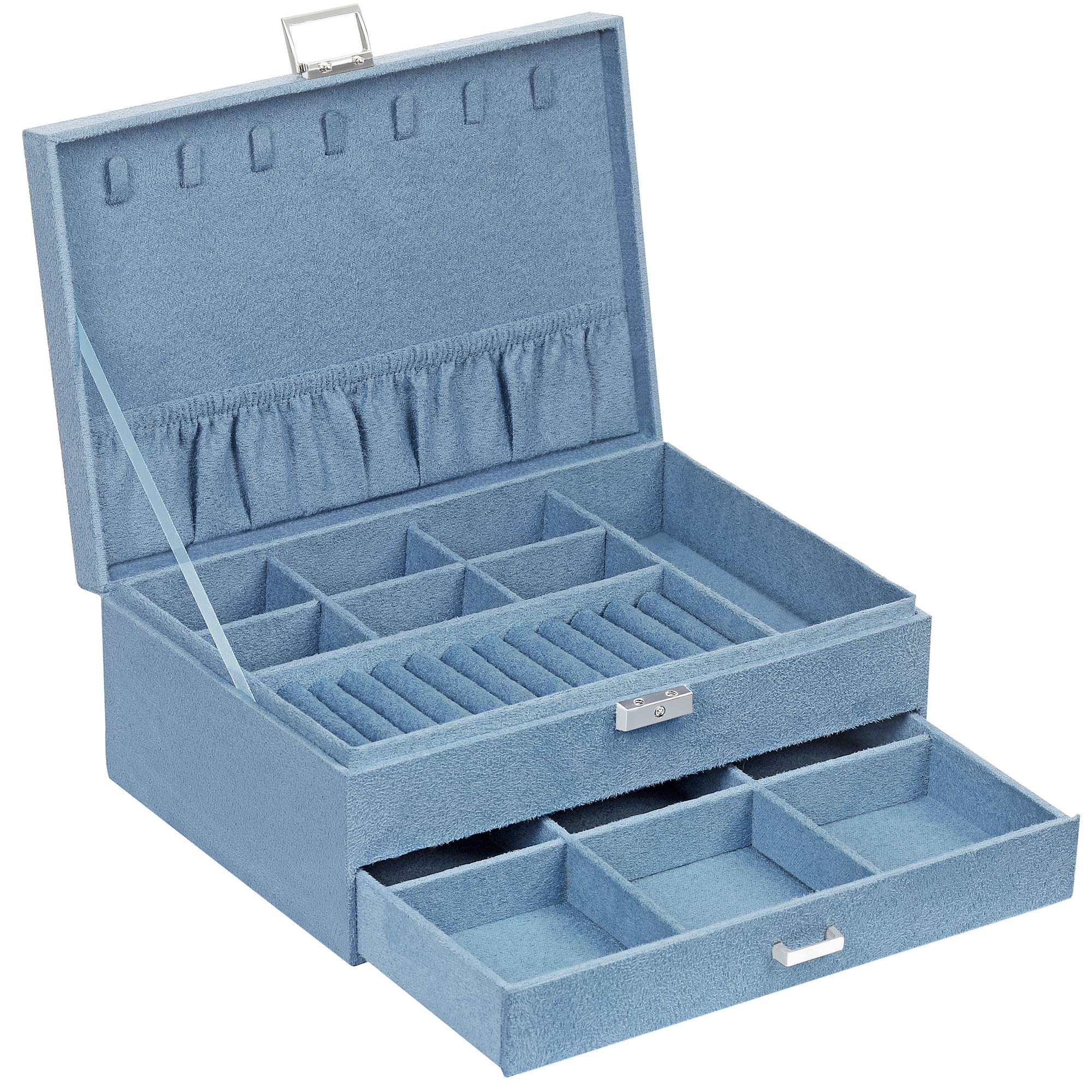 Songmics JBC156Q01 Scatola Portagioie Blu Chiaro con Chiave