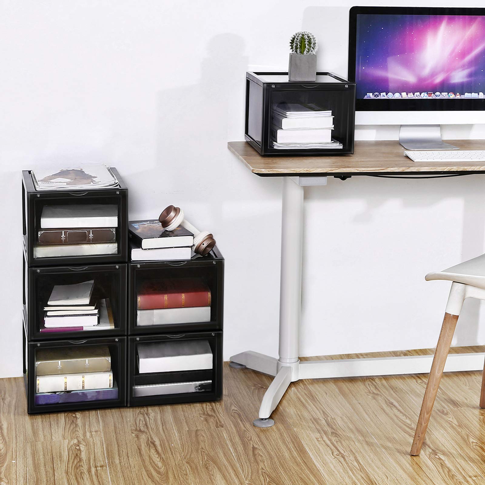 Songmics LSP03BK scatole portascarpe nere 3 pezzi 46