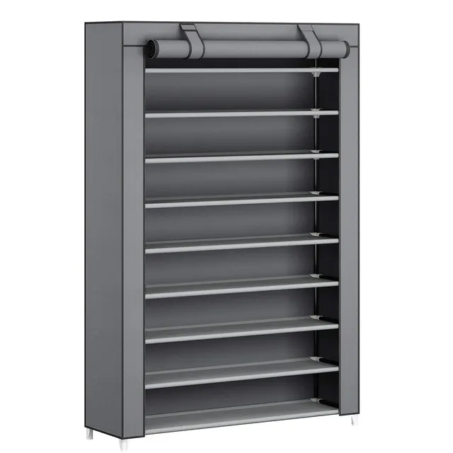 Songmics RXJ00GY scarpiera 10 ripiani grigia con copertura