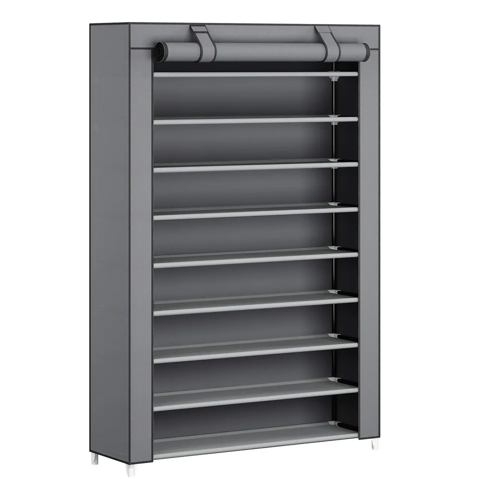 Songmics RXJ00GY scarpiera 10 ripiani grigia con copertura
