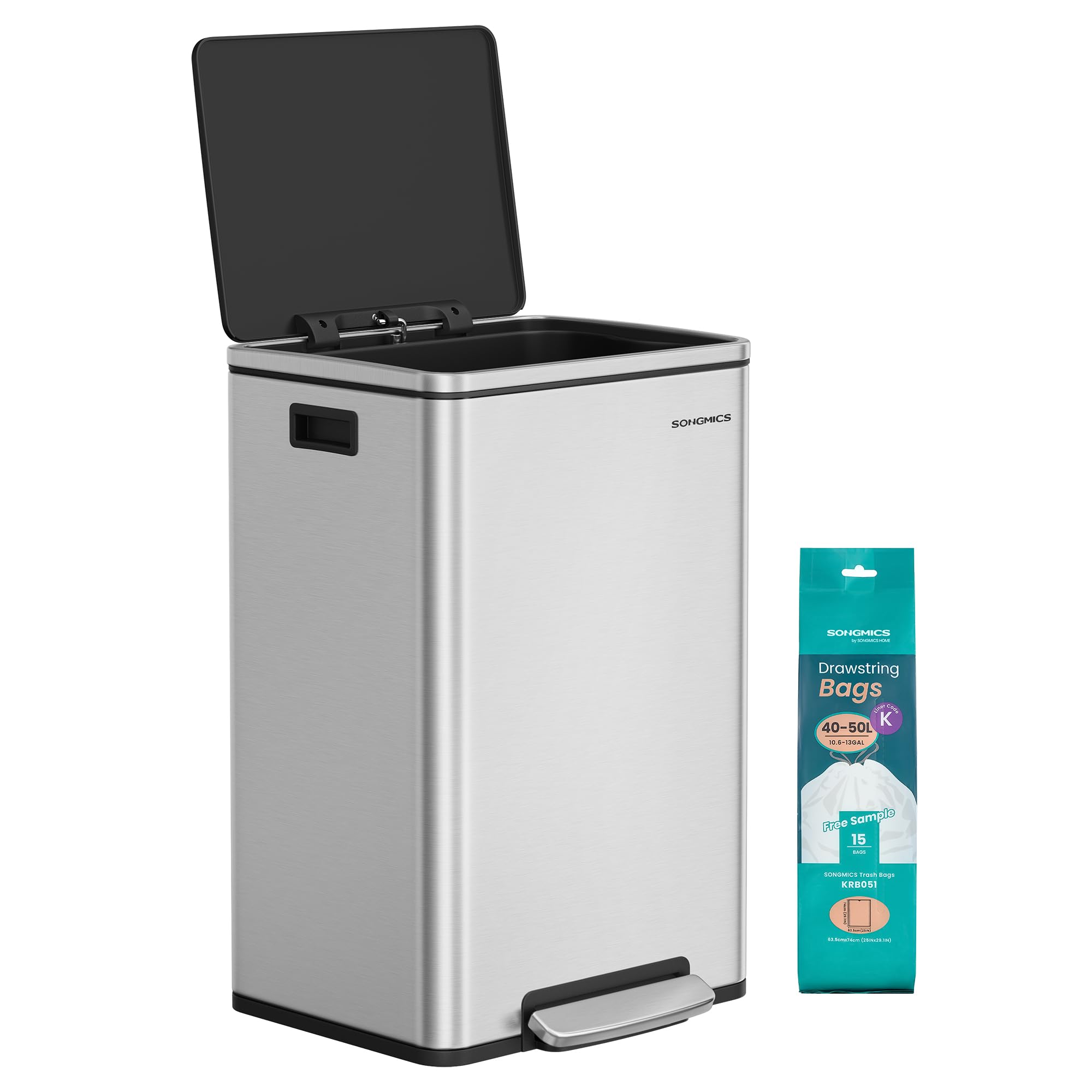 Songmics LTB595WC01 pattumiera cucina bianca 50 L acciaio
