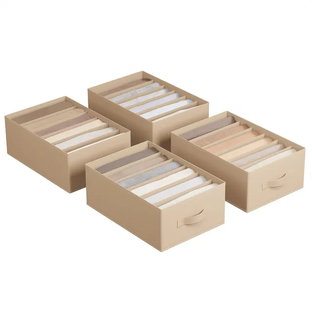 Songmics RUS009K01 set 4 organizer 6 scomparti beige sabbia