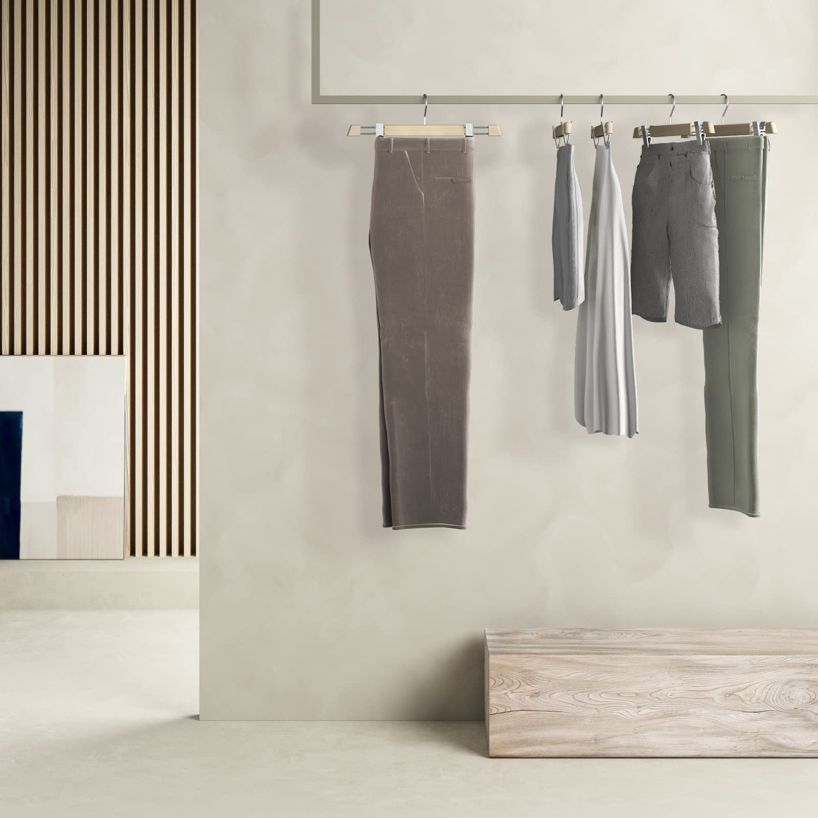 Mainetti Linea Legno grucce con pinze naturale 40 cm 5 pezzi salvaspazio